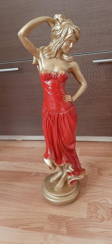 Фотография покупателя товара Фигура "Девушка с розой" бронза, красное платье, 15х19х55см - Фото 1