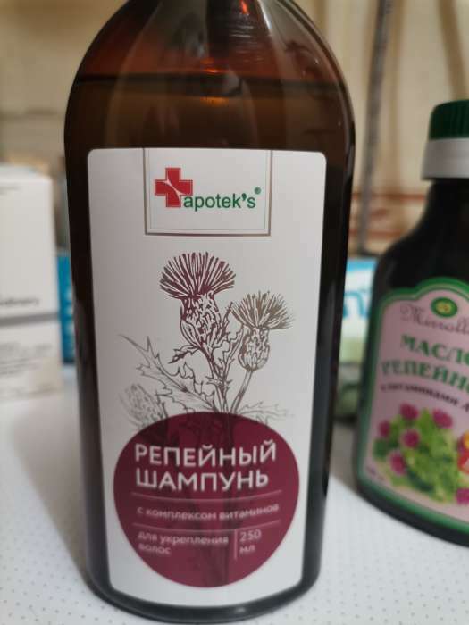 Фотография покупателя товара Шампунь Apotek`s репейный с комплексом витаминов для укрепления волос, 250 мл - Фото 5