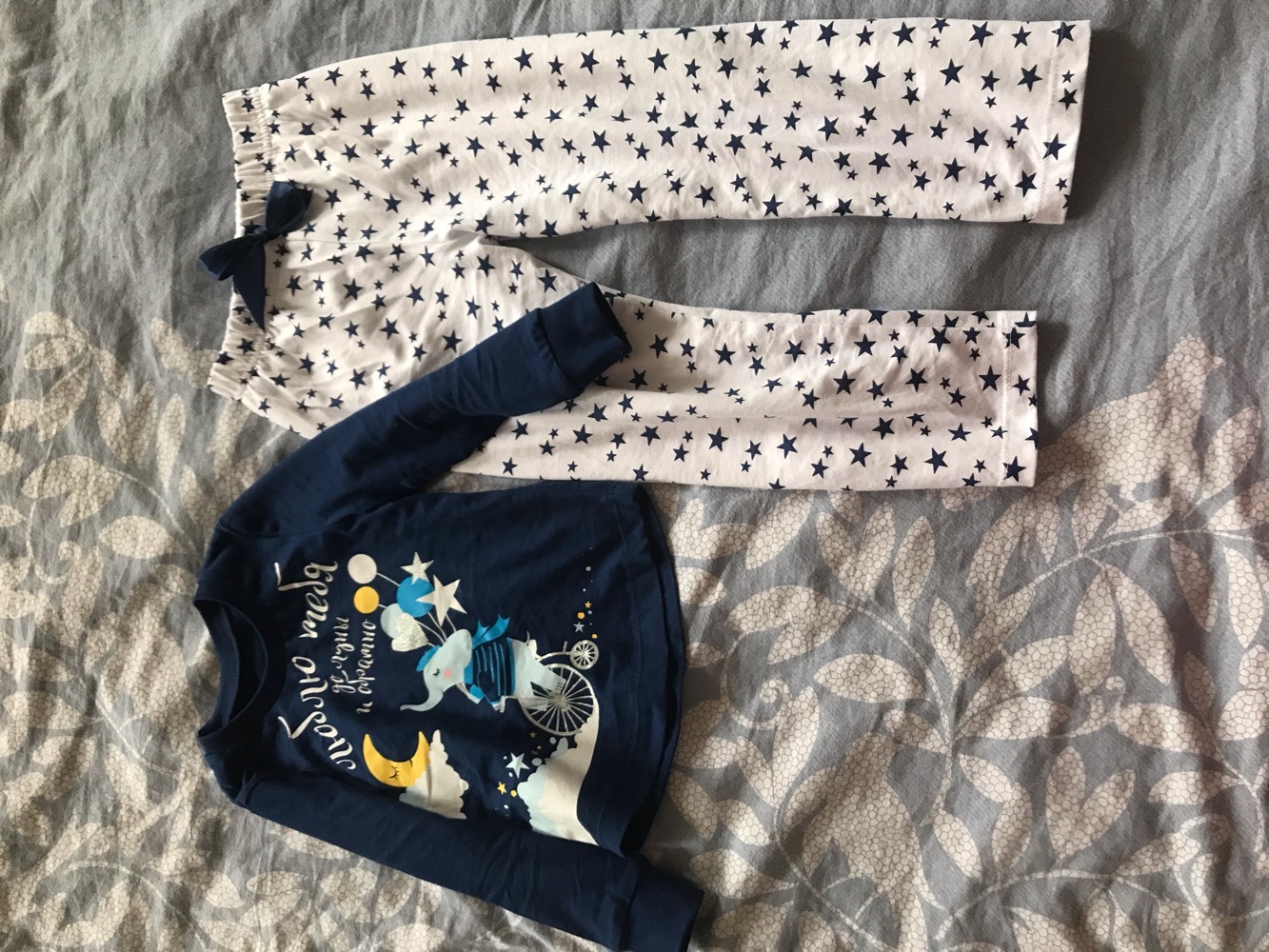 Фотография покупателя товара Пижама для девочки (брюки и джемпер) "Слоненок", р. 30 (98-104 см), синий/белый