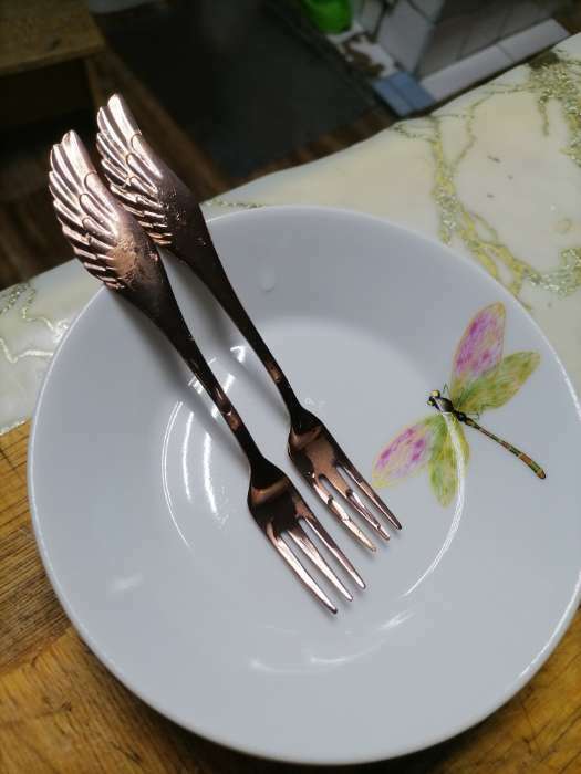 Фотография покупателя товара Вилка десертная из нержавеющей стали Magistro Wings, длина 14 см, цвет бронзовый - Фото 1