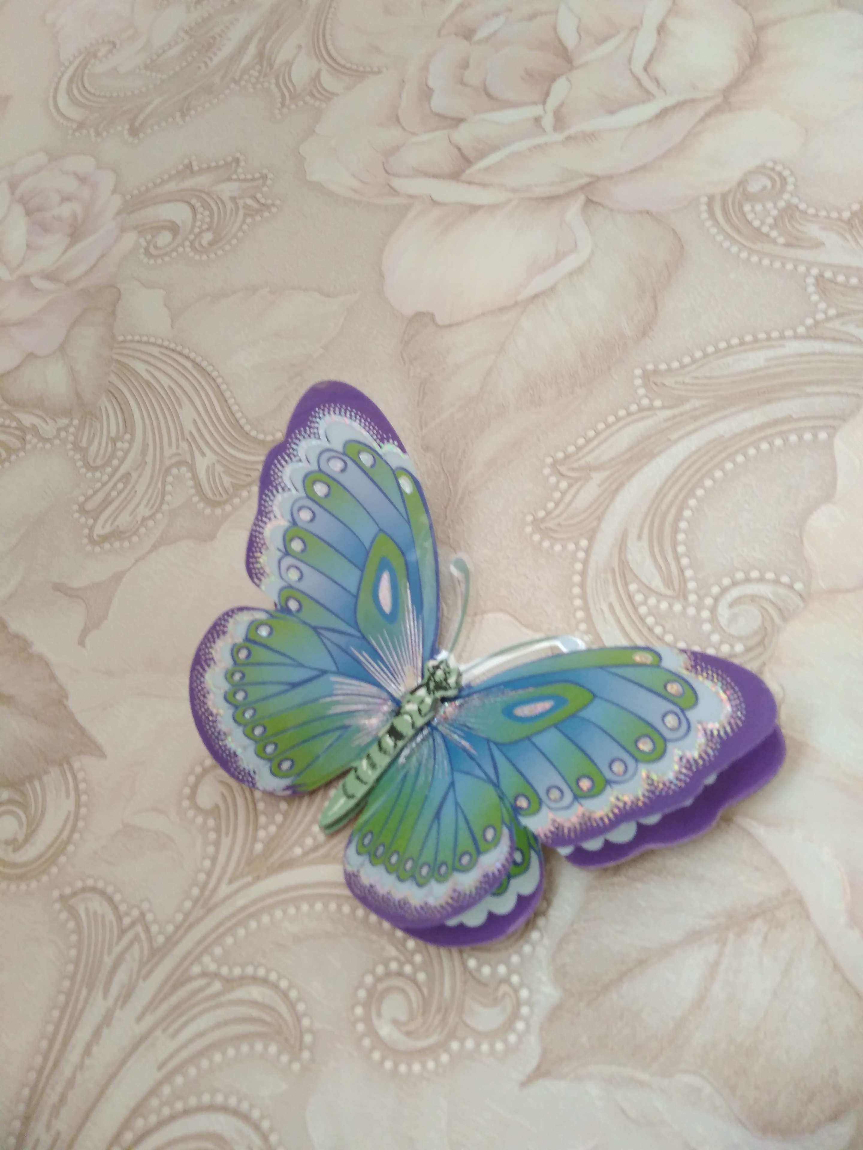 Фотография покупателя товара 3D Наклейки Room Decor "Радужные бабочки" 30х30 см - Фото 1