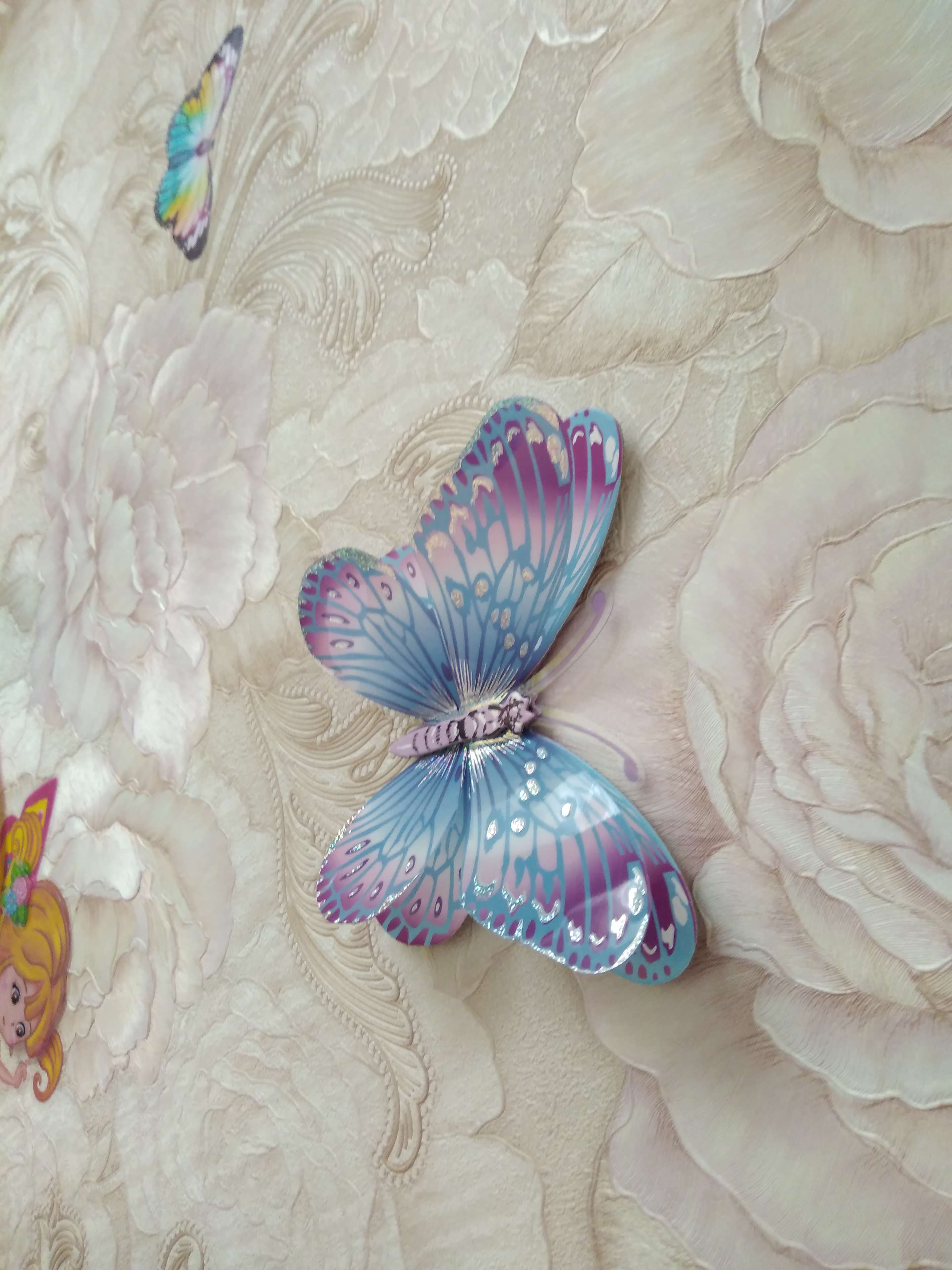 Фотография покупателя товара 3D Наклейки Room Decor "Радужные бабочки" 30х30 см - Фото 2