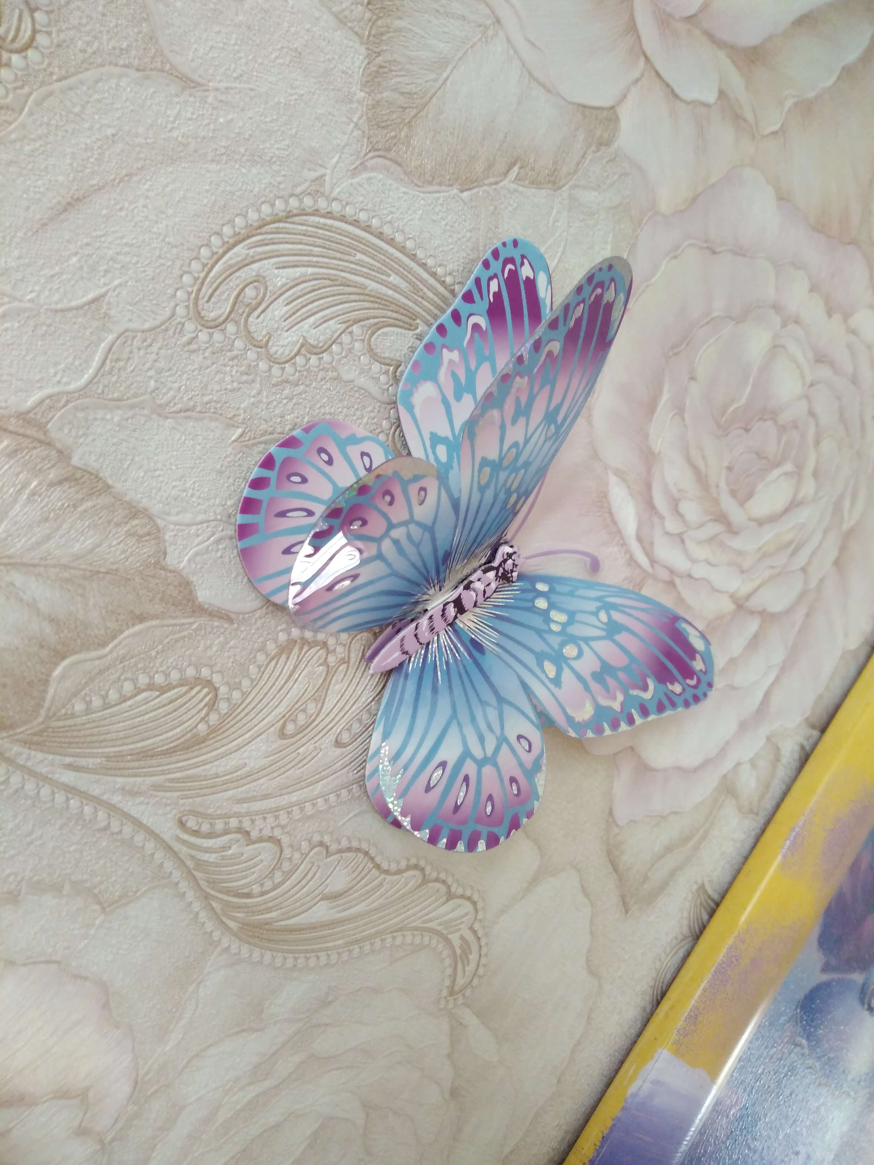 Фотография покупателя товара 3D Наклейки Room Decor "Радужные бабочки" 30х30 см - Фото 3