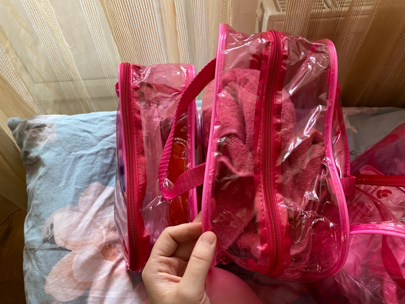 Фотография покупателя товара Набор сумок в роддом, 3 шт., цветной ПВХ, цвет розовый - Фото 21