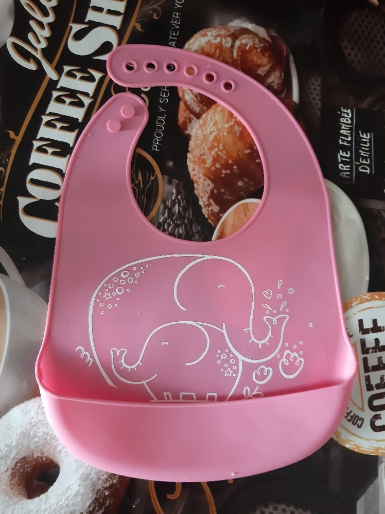 Фотография покупателя товара Нагрудник для кормления силиконовый с карманом, цвет розовый - Фото 1