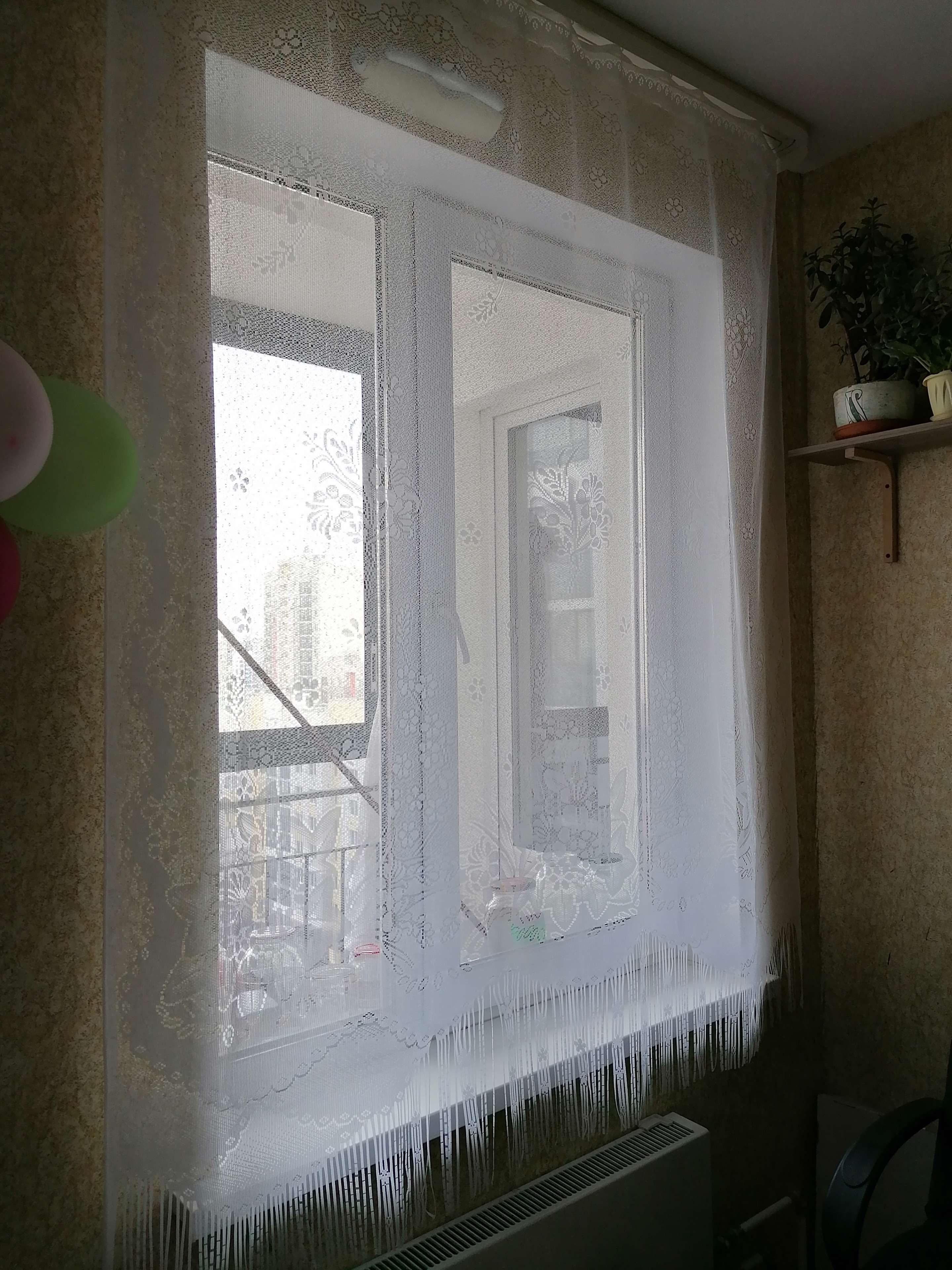 Фотография покупателя товара Тюль на кухню без шторной ленты, 170х200 см, цвет белый, 100% полиэстер