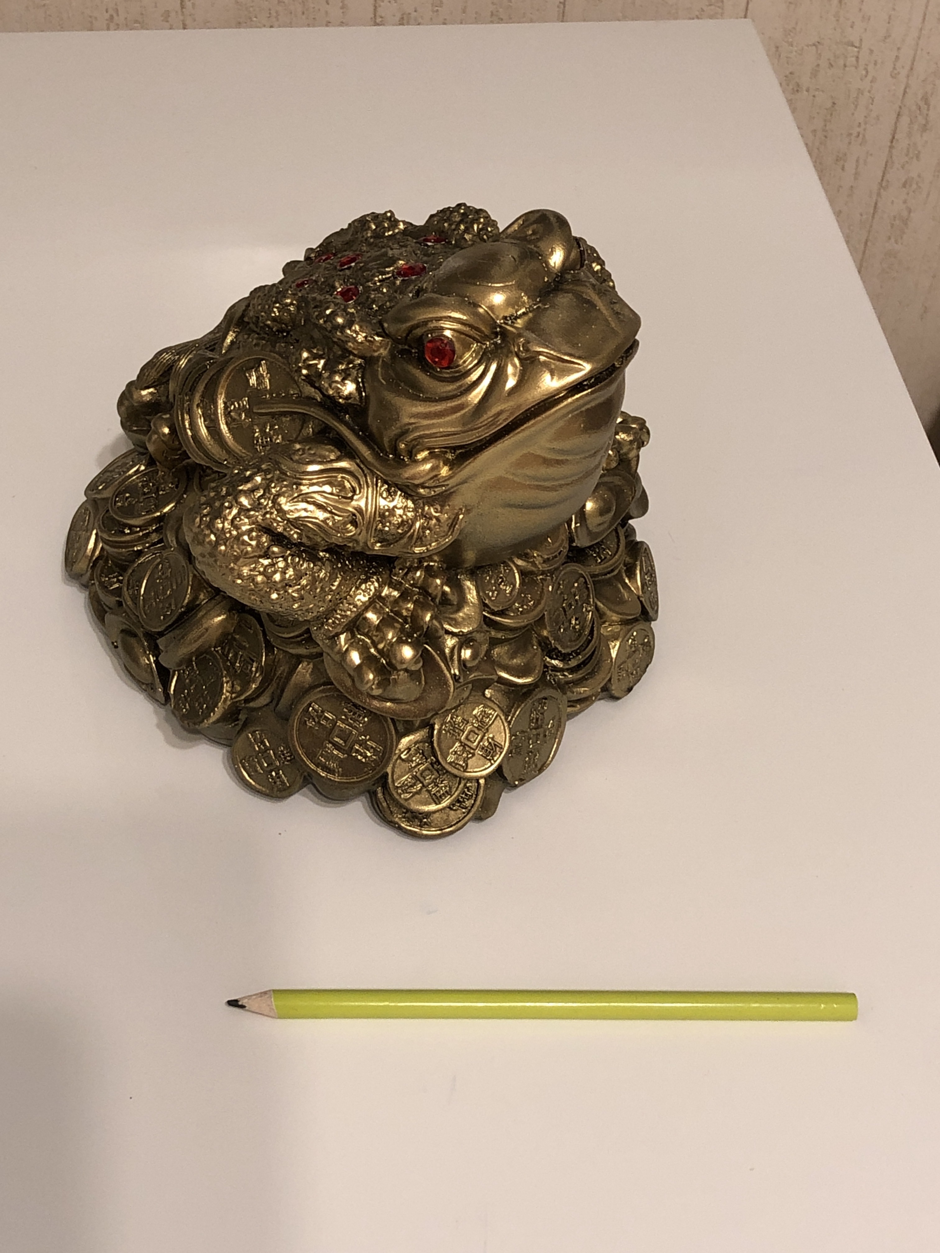 Фотография покупателя товара Копилка "Денежная жаба", глянец, бронзовый цвет, 16 см - Фото 1