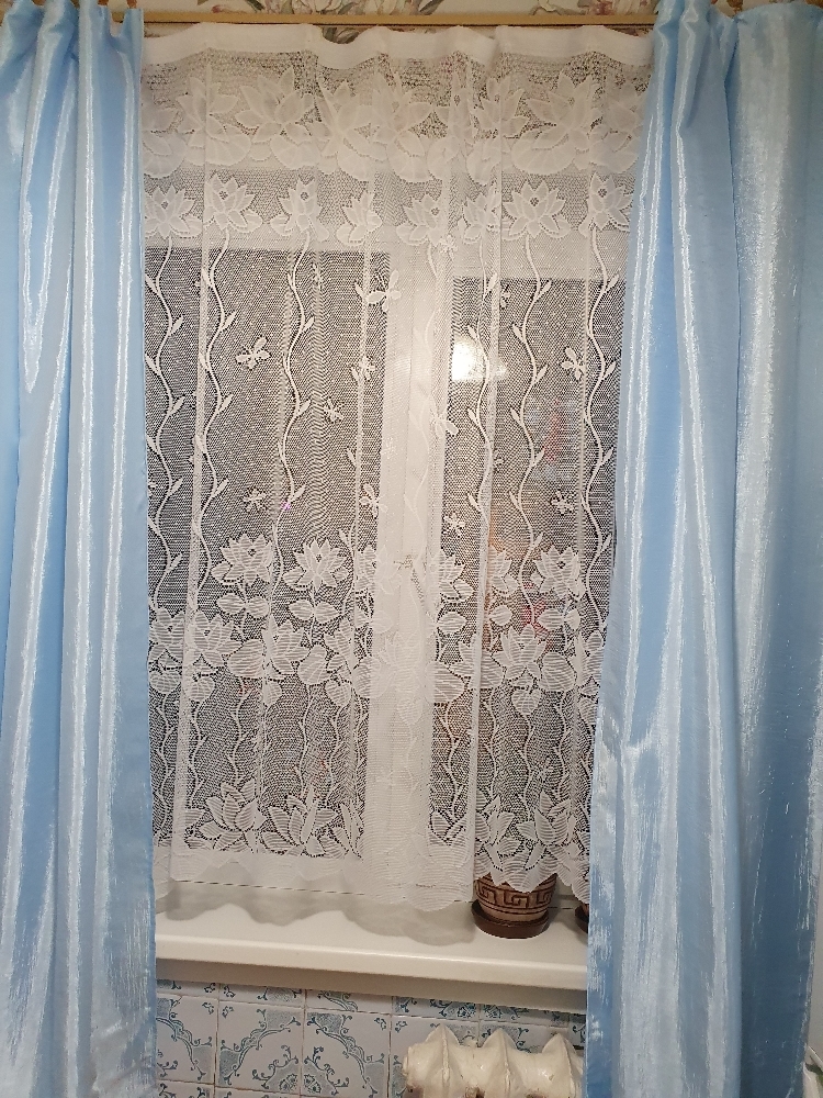 Фотография покупателя товара Тюль на кухню на шторной ленте 200х165 см, цвет Белый, 100% полиэстер