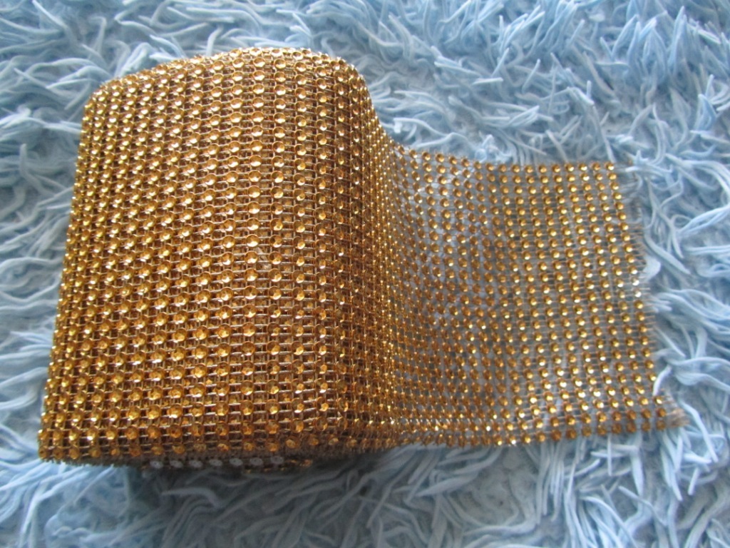 Фотография покупателя товара Лента с имитацией страз, 12 см, 9 ± 1 м, цвет золотой