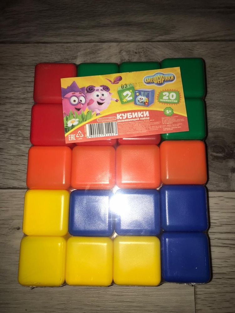 Фотография покупателя товара Набор цветных кубиков, «Смешарики», 20 шт., 4×4 см - Фото 2