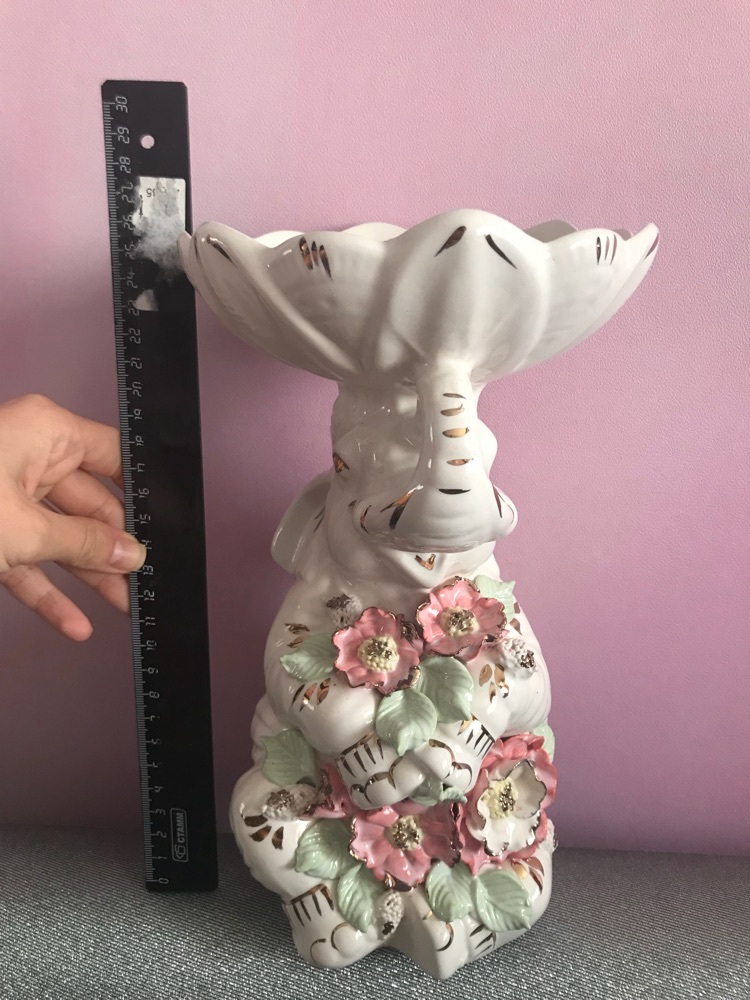 Фотография покупателя товара Конфетница "Слон Вдохновение", белая, цветная лепка, керамика, 27 см