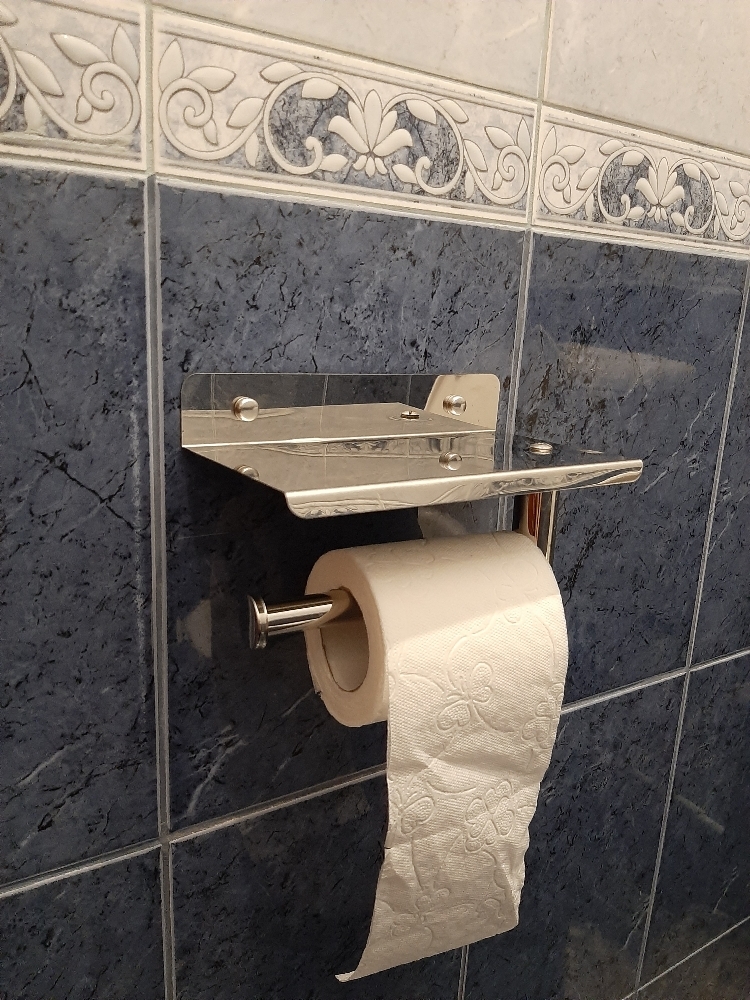 Фотография покупателя товара Держатель для туалетной бумаги с полочкой, 18×10×9 см, хром - Фото 9