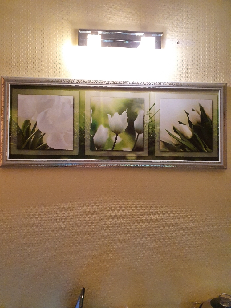 Фотография покупателя товара Картина "Белые тюльпаны" 42х107 см рамка микс - Фото 1