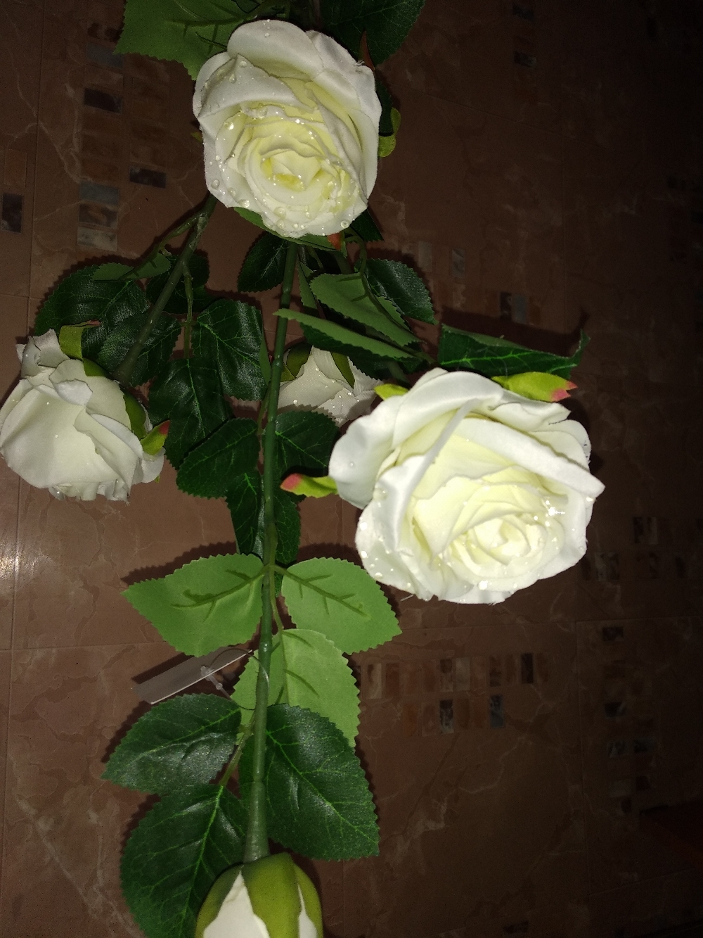 Фотография покупателя товара цветы искусственные куст розы капля 90 см белый