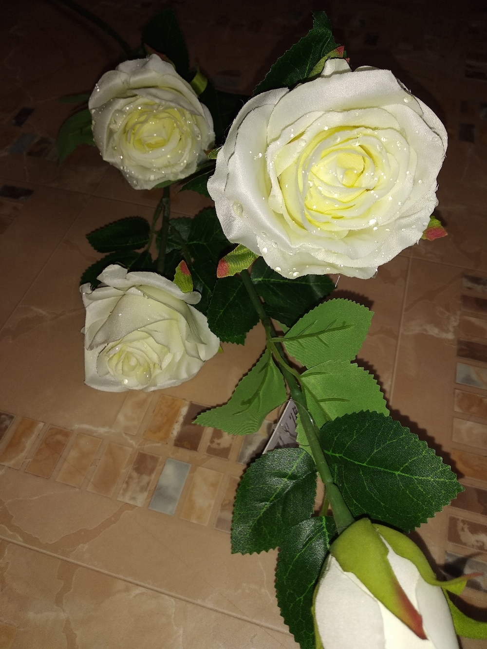 Фотография покупателя товара Цветы искусственные куст розы капля 90 см белый - Фото 8