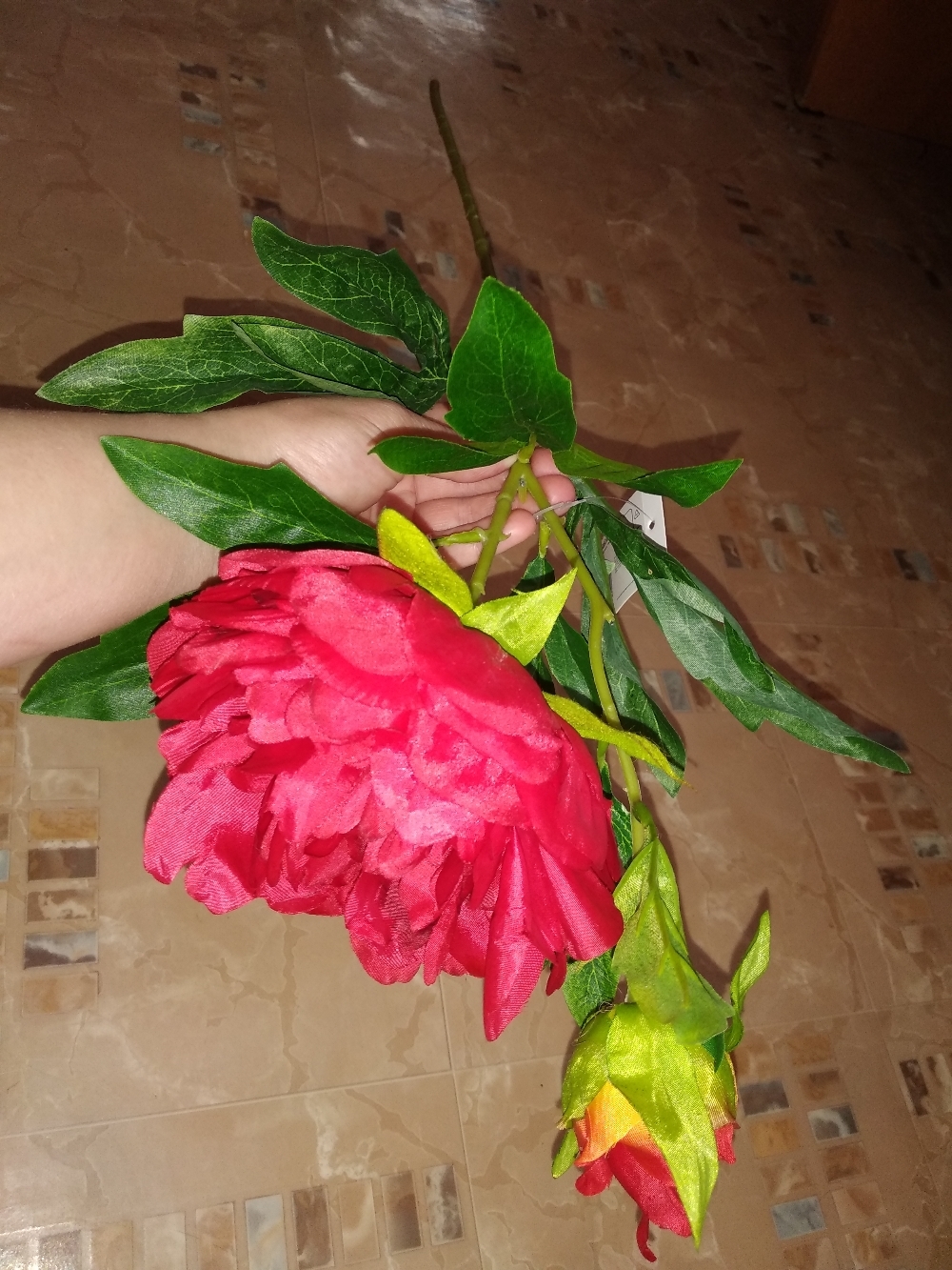 Фотография покупателя товара Цветы искусственные "Пион дуо" 12х60 см, красный - Фото 8