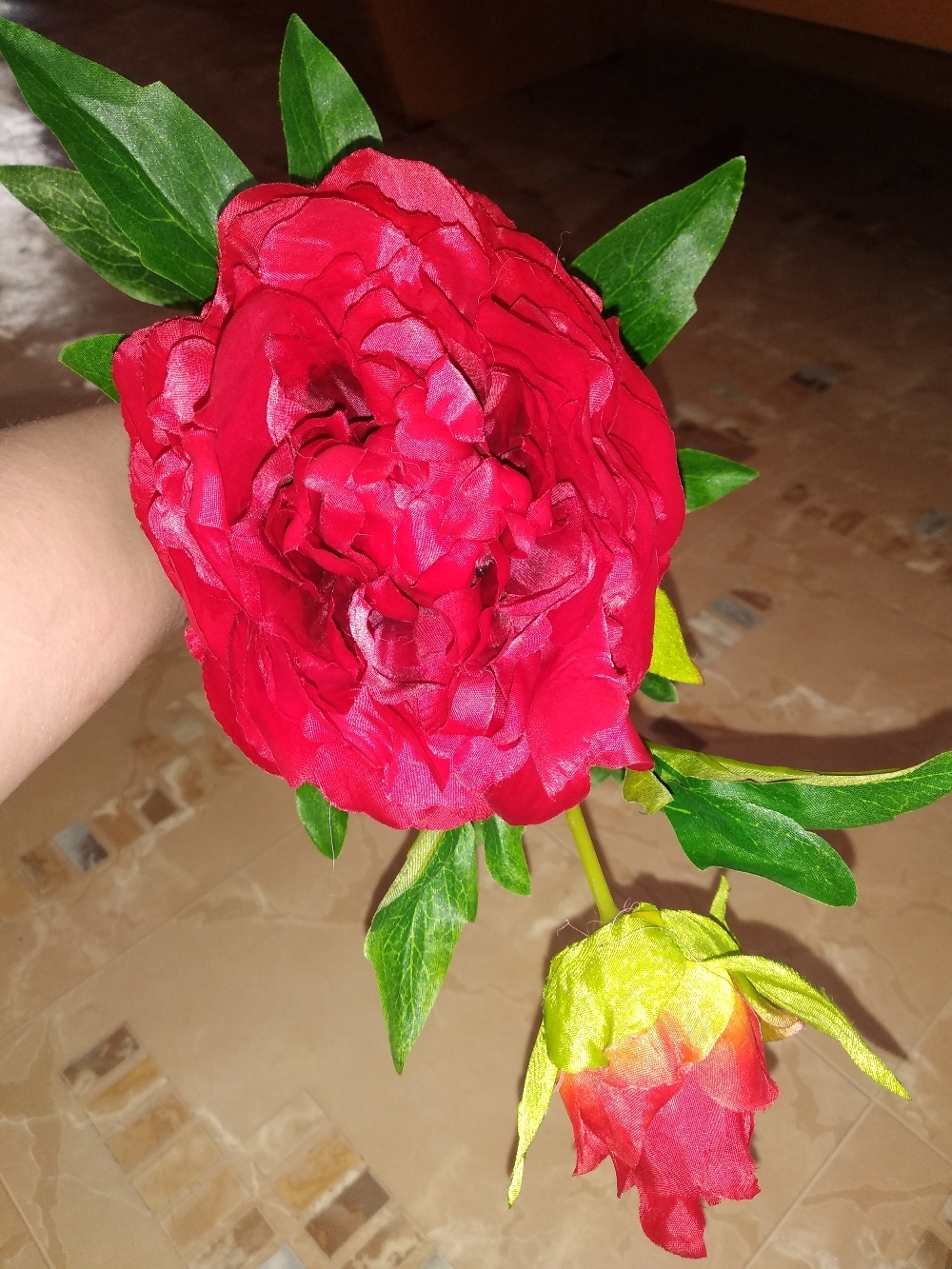 Фотография покупателя товара Цветы искусственные "Пион дуо" 12х60 см, красный - Фото 7