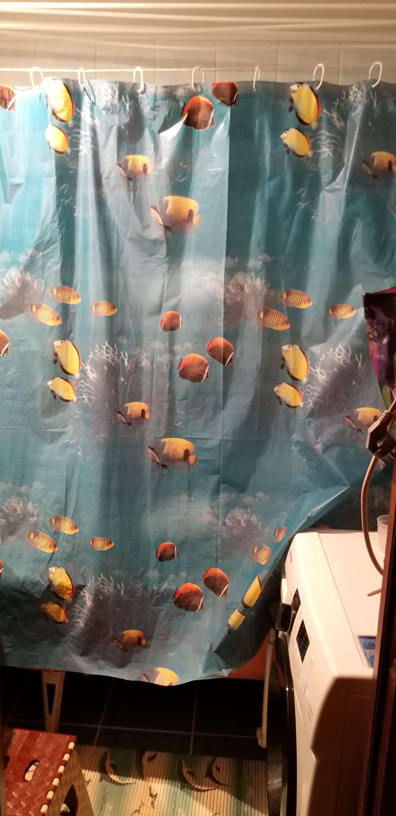 Фотография покупателя товара Штора для ванны Доляна «Рыбки», 180×180 см, EVA - Фото 1