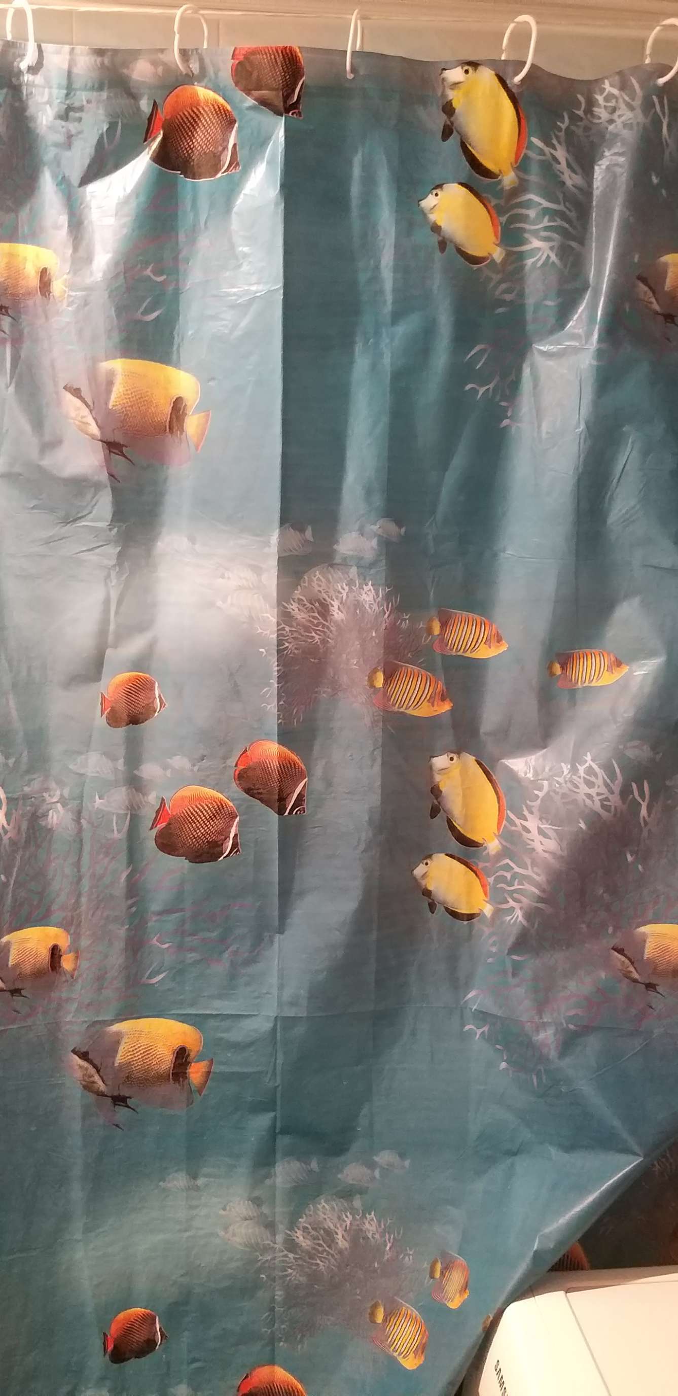 Фотография покупателя товара Штора для ванны Доляна «Рыбки», 180×180 см, EVA - Фото 2