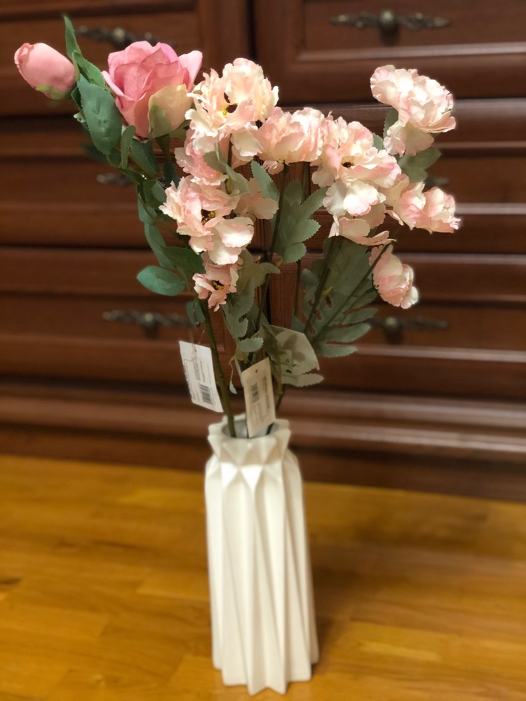 Фотография покупателя товара Цветы искусственные "Космея махровая" 8х58 см, белый с розовым - Фото 3