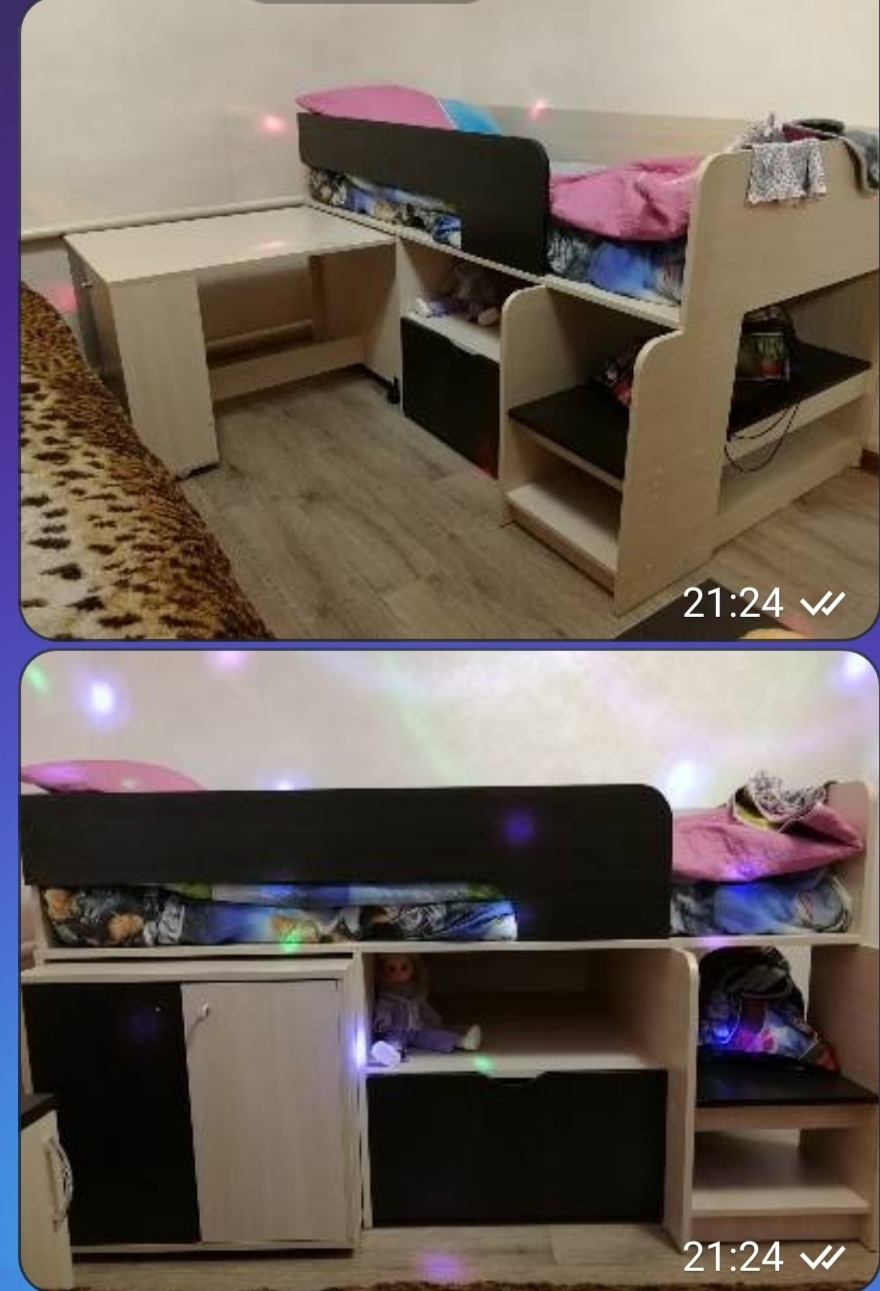 Фотография покупателя товара Детская кровать-чердак «Астра 9 V9», выдвижной стол, цвет дуб молочный/венге - Фото 1