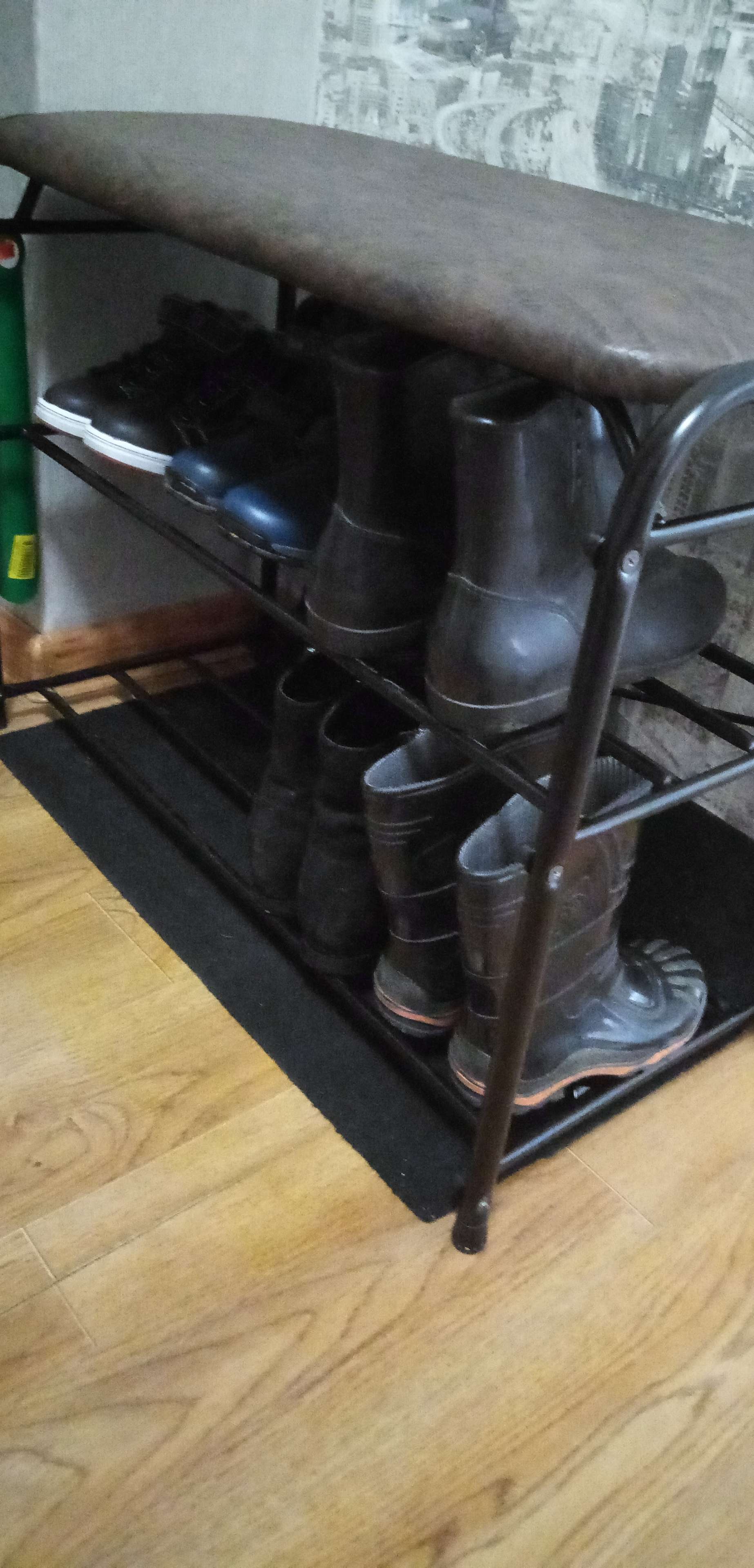 Фотография покупателя товара Подставка для обуви с сиденьем, 3 яруса, 65×30×48 см, цвет чёрный - Фото 5