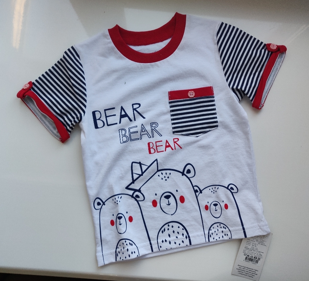 Фотография покупателя товара Футболка для мальчика, цвет белый/синий/красный, рост 110 см (60) - Фото 1