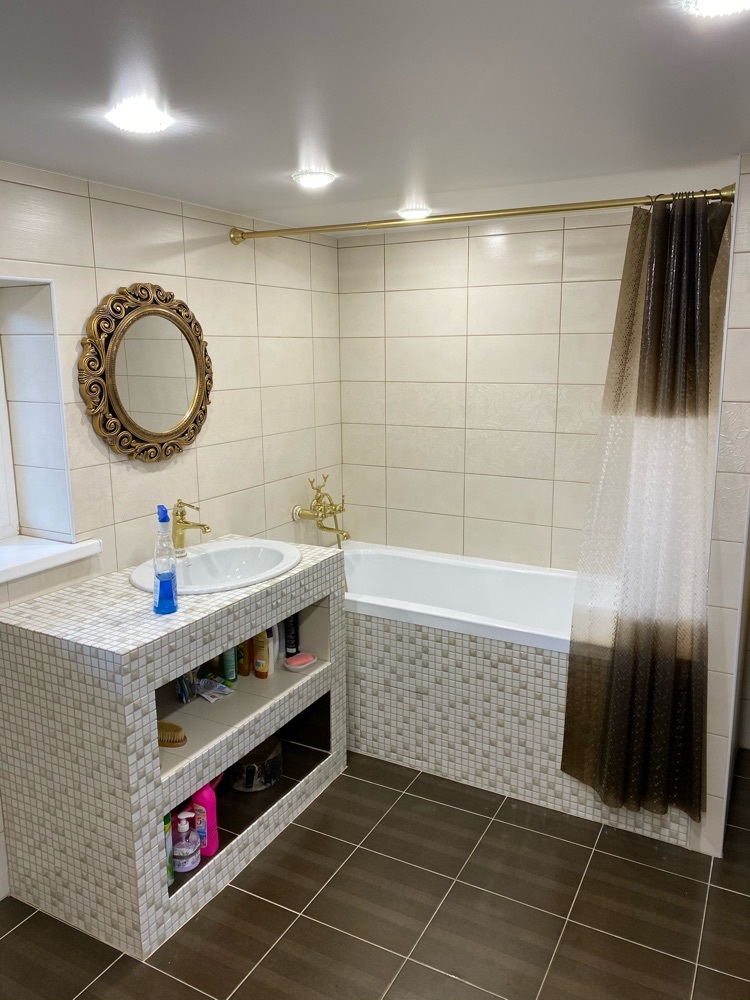 Фотография покупателя товара Штора для ванной Доляна «Диско 3D», 180×180 см, EVA, цвет коричневый - Фото 3