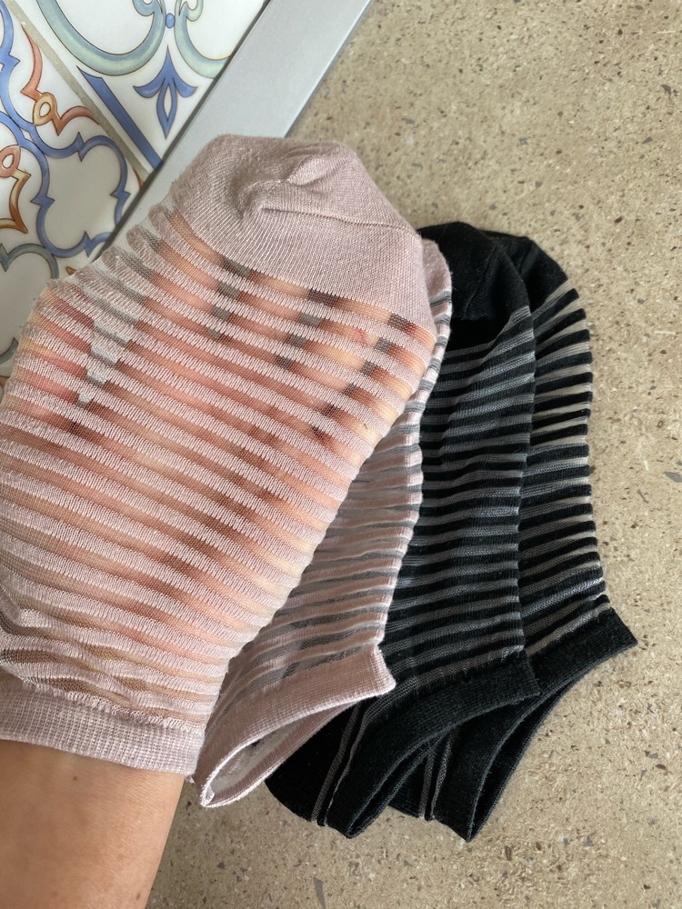 Фотография покупателя товара Набор стеклянных женских носков 2 пары "Полосочки", р-р 35-37 (22-25 см), цвет роз/черн