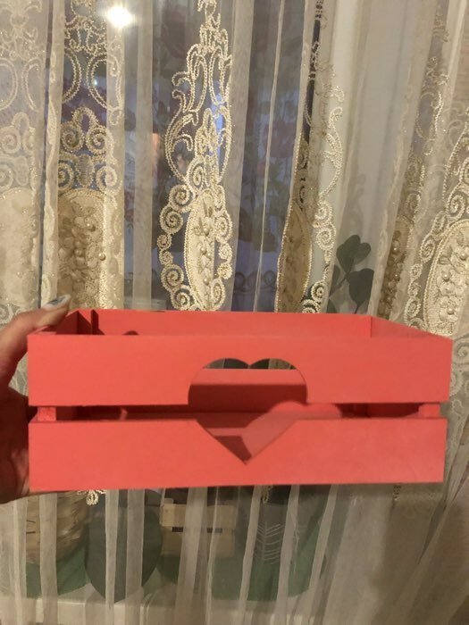 Фотография покупателя товара Кашпо деревянное, двухреечное "Сердце", красный, 24,5 х 11,5 х 9 см - Фото 1