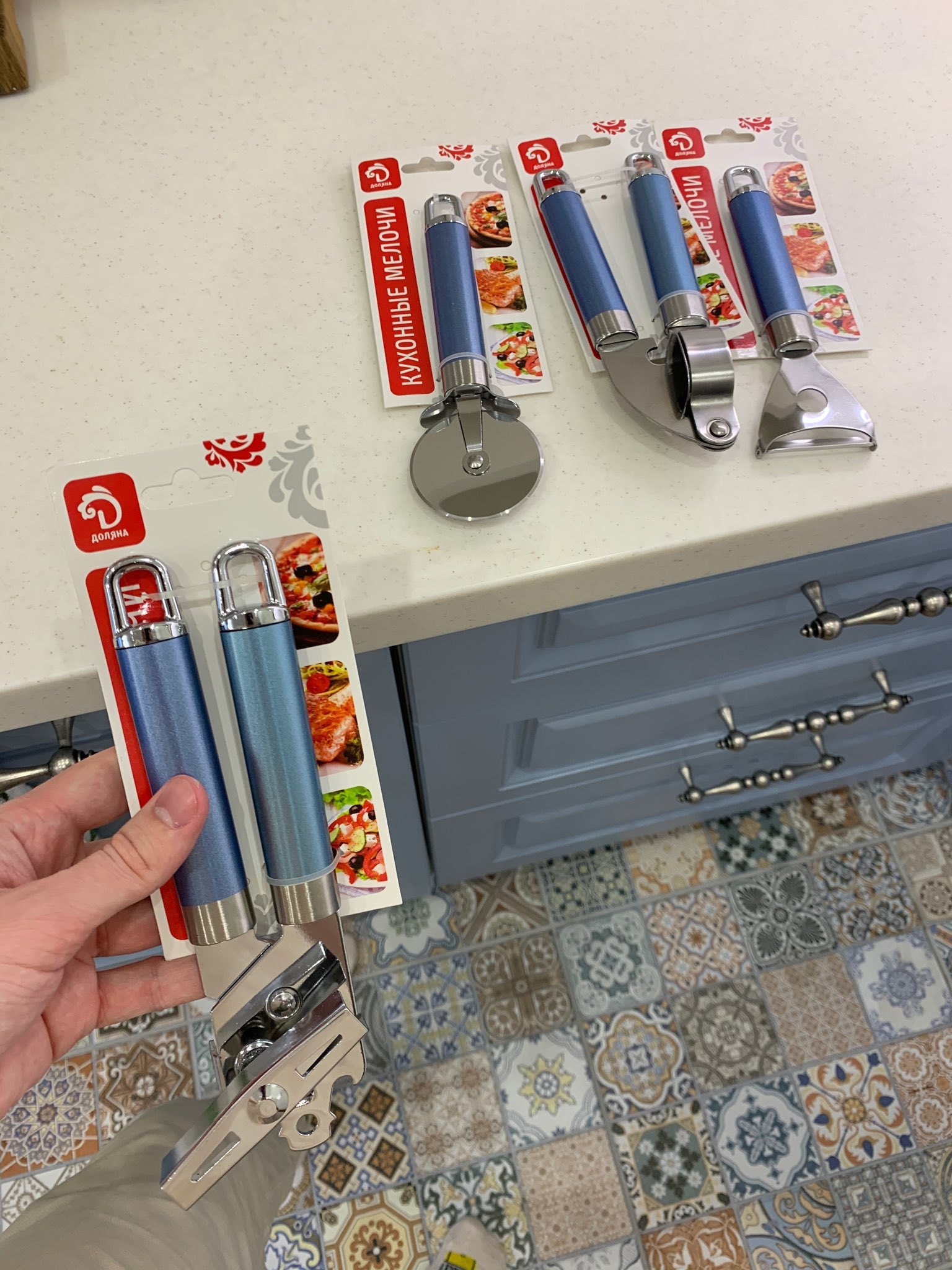 Фотография покупателя товара Овощечистка Доляна Lagoona, 19 см, нержавеющая сталь, голубая - Фото 5