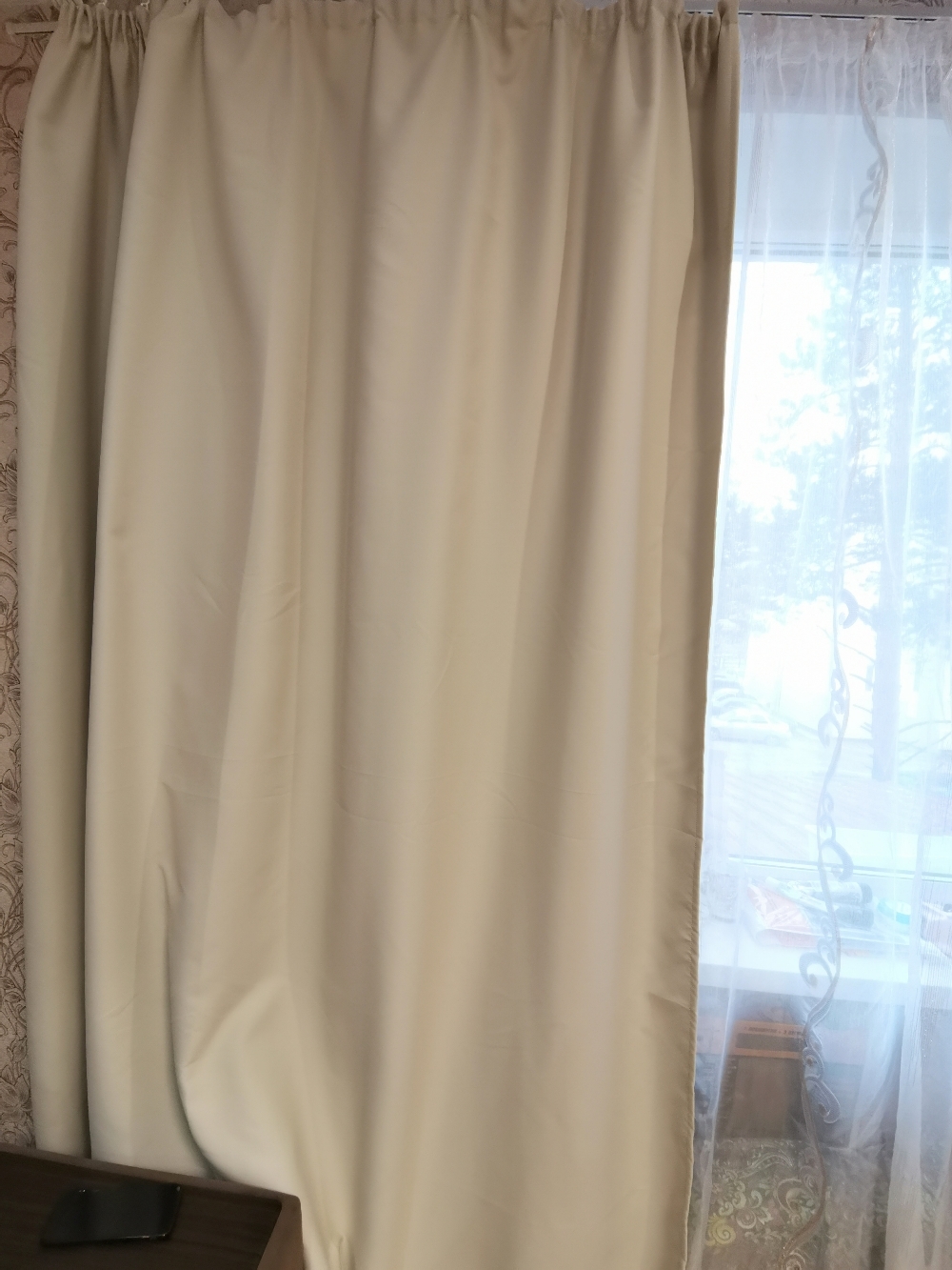 Фотография покупателя товара Штора портьерная «Этель», ширина 200 см, высота 250 см, цвет белый - Фото 1