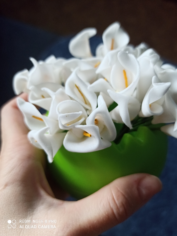 Фотография покупателя товара Декор для творчества "Белые каллы" (набор-букет 12 цветков) 10 см - Фото 3