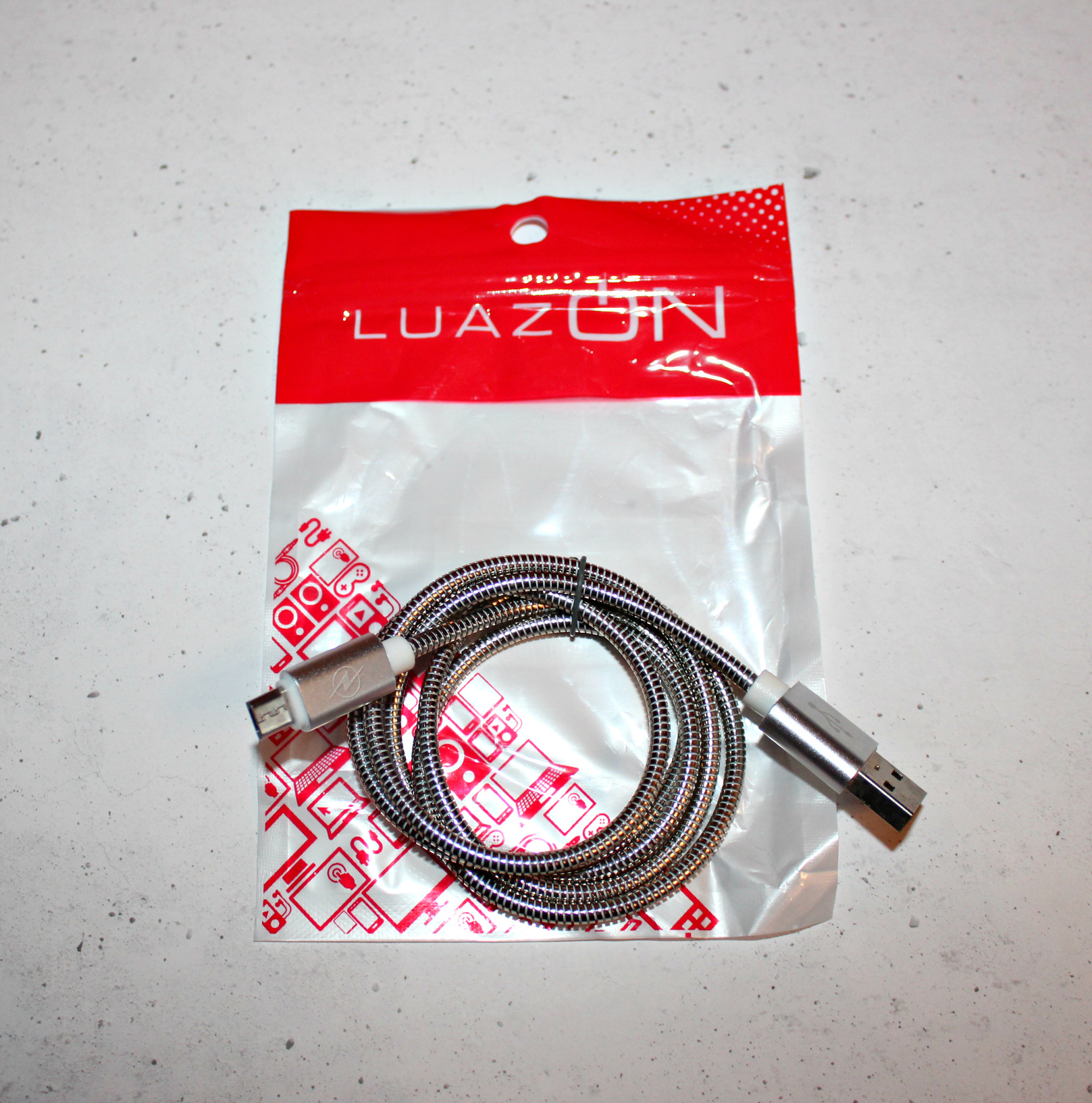 Фотография покупателя товара Кабель LuazON, microUSB - USB, 1 А, 1 м, оплётка металл, цвет: серебро - Фото 2