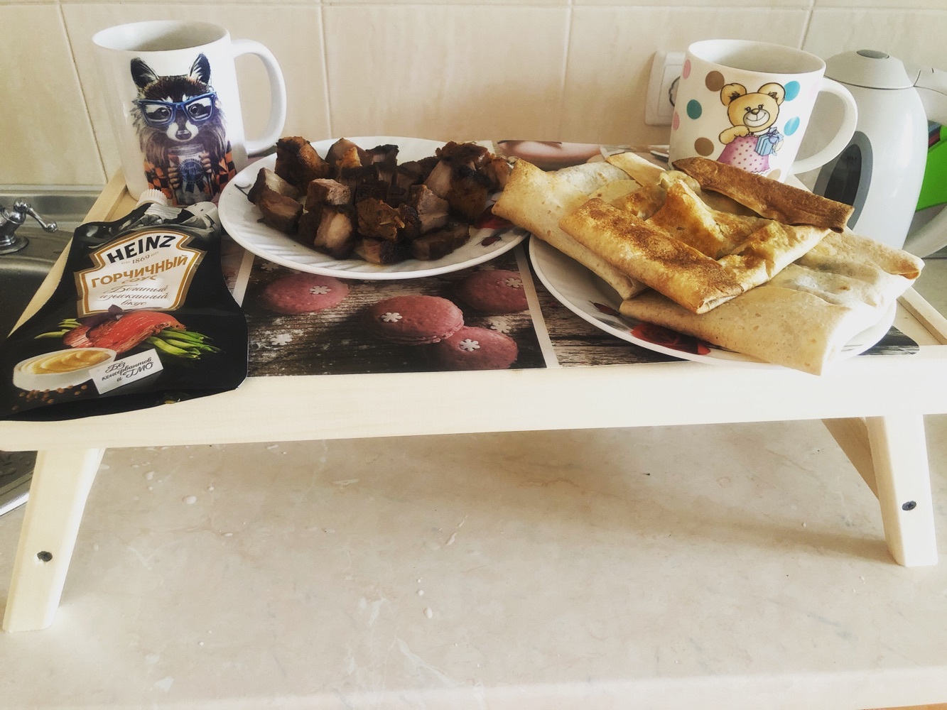 Фотография покупателя товара Столик для завтрака складной, 50×30см, светлый - Фото 8