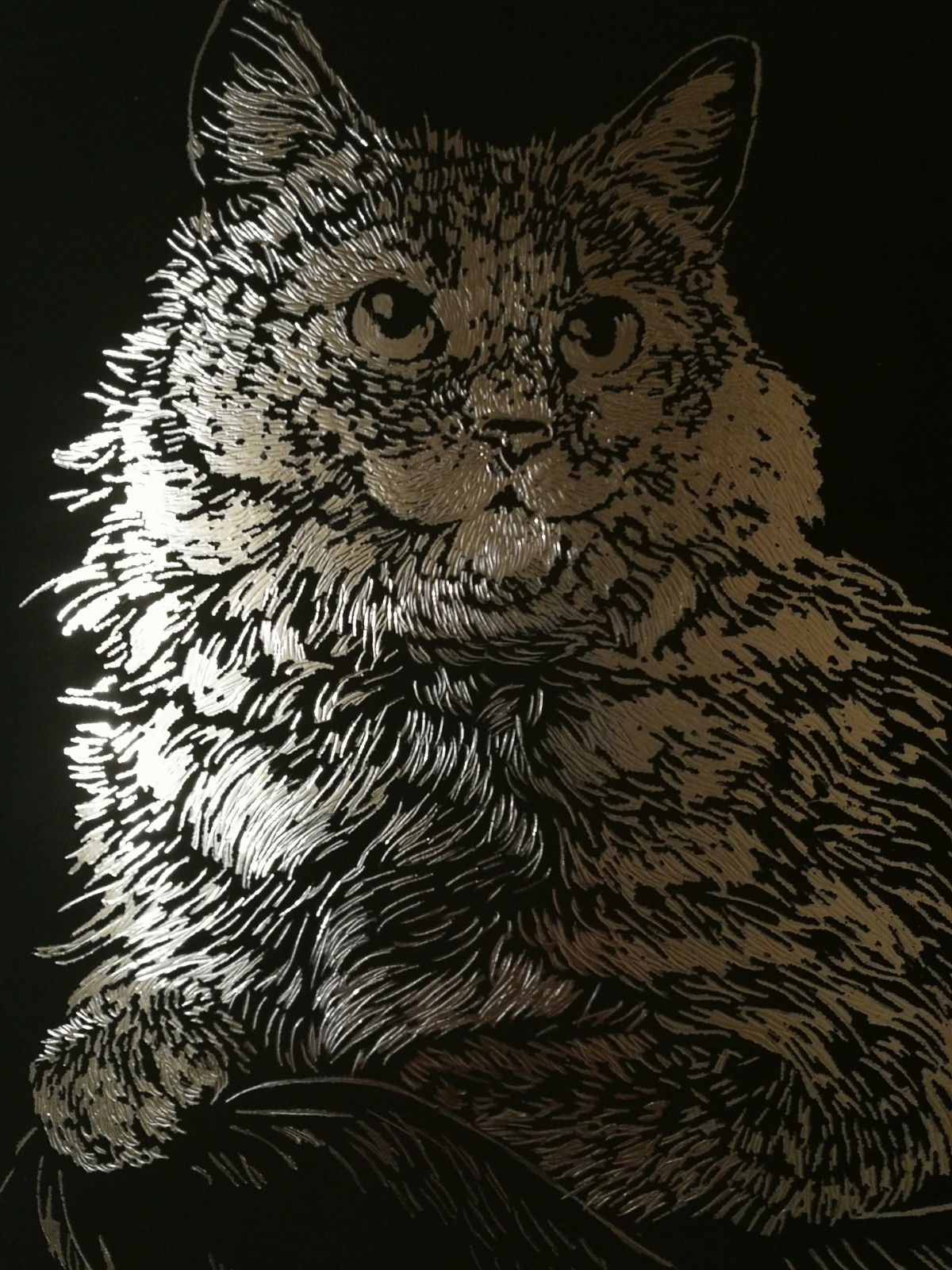 Фотография покупателя товара Гравюра «Сибирская кошка» с металлическим эффектом серебра А4 - Фото 6