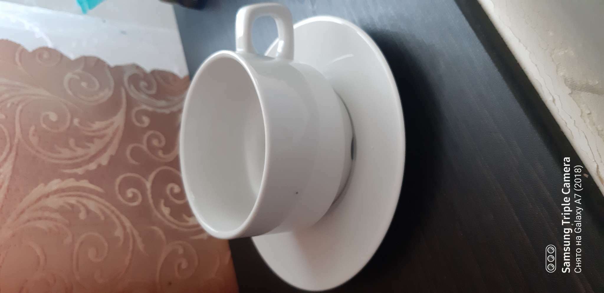 Фотография покупателя товара Чайная пара фарфоровая «Белая», 250 мл, чашка d=9,1 см, блюдце d=14,8 см, штабелируемая