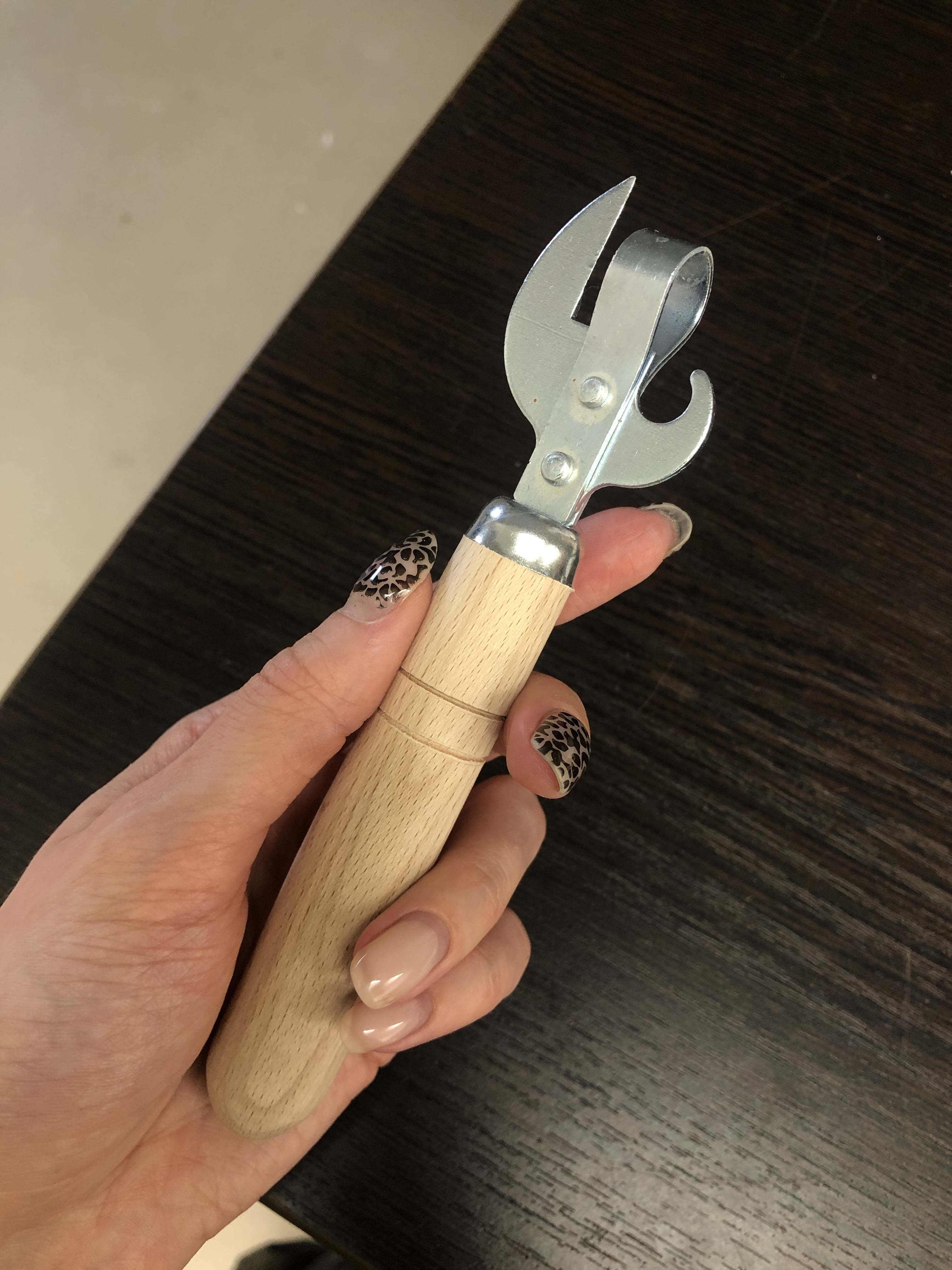 Фотография покупателя товара Нож консервный, с деревянной ручкой, 16 см - Фото 1