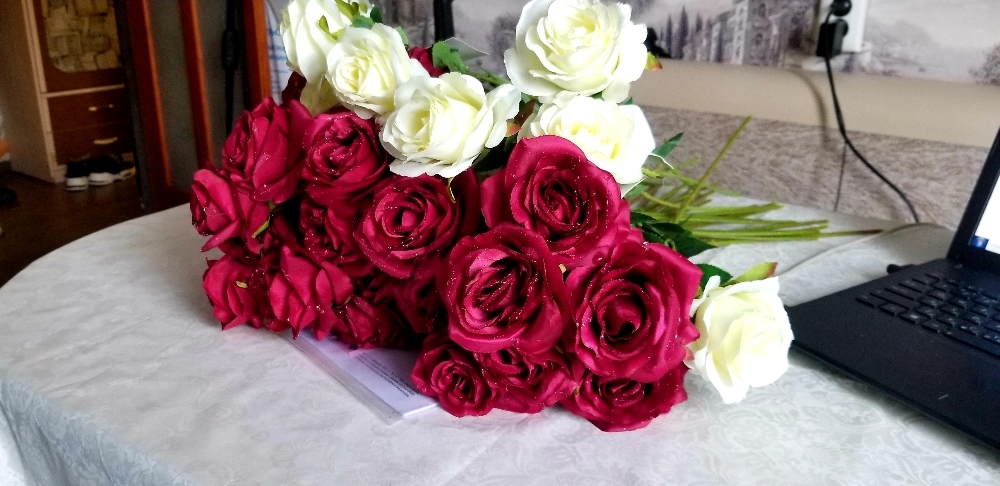 Фотография покупателя товара Цветы искусственные роза капля 55 см бордо - Фото 2