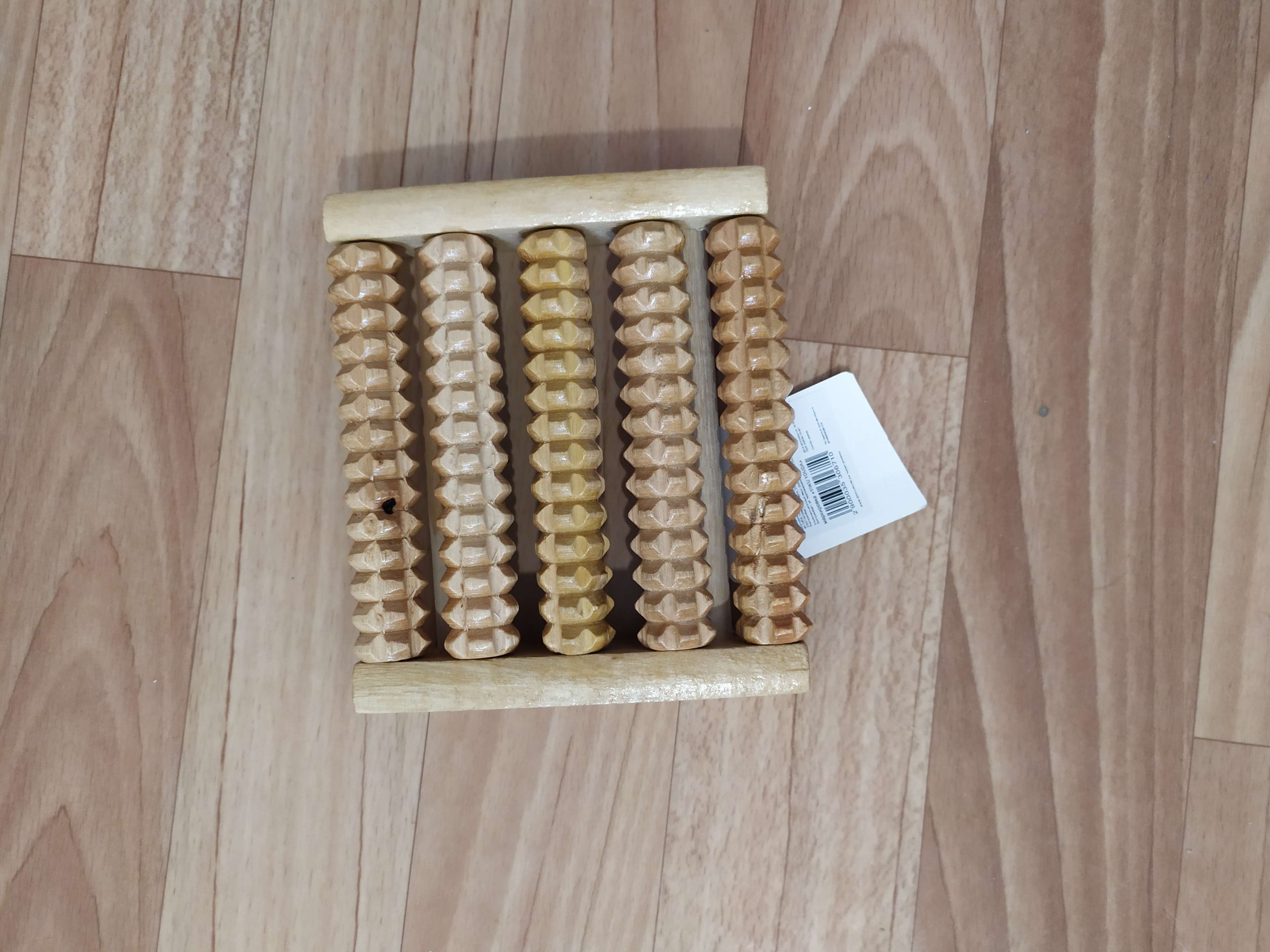 Фотография покупателя товара Массажёр для ног «Ножное счастье», 12 × 14 × 3 см, 5 рядов, деревянный