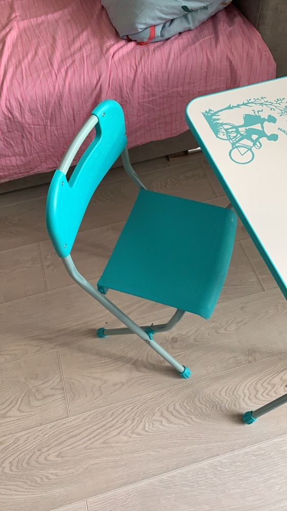 Фотография покупателя товара Комплект детской мебели с рисунком в стиле «Ретро», цвет голубой - Фото 2