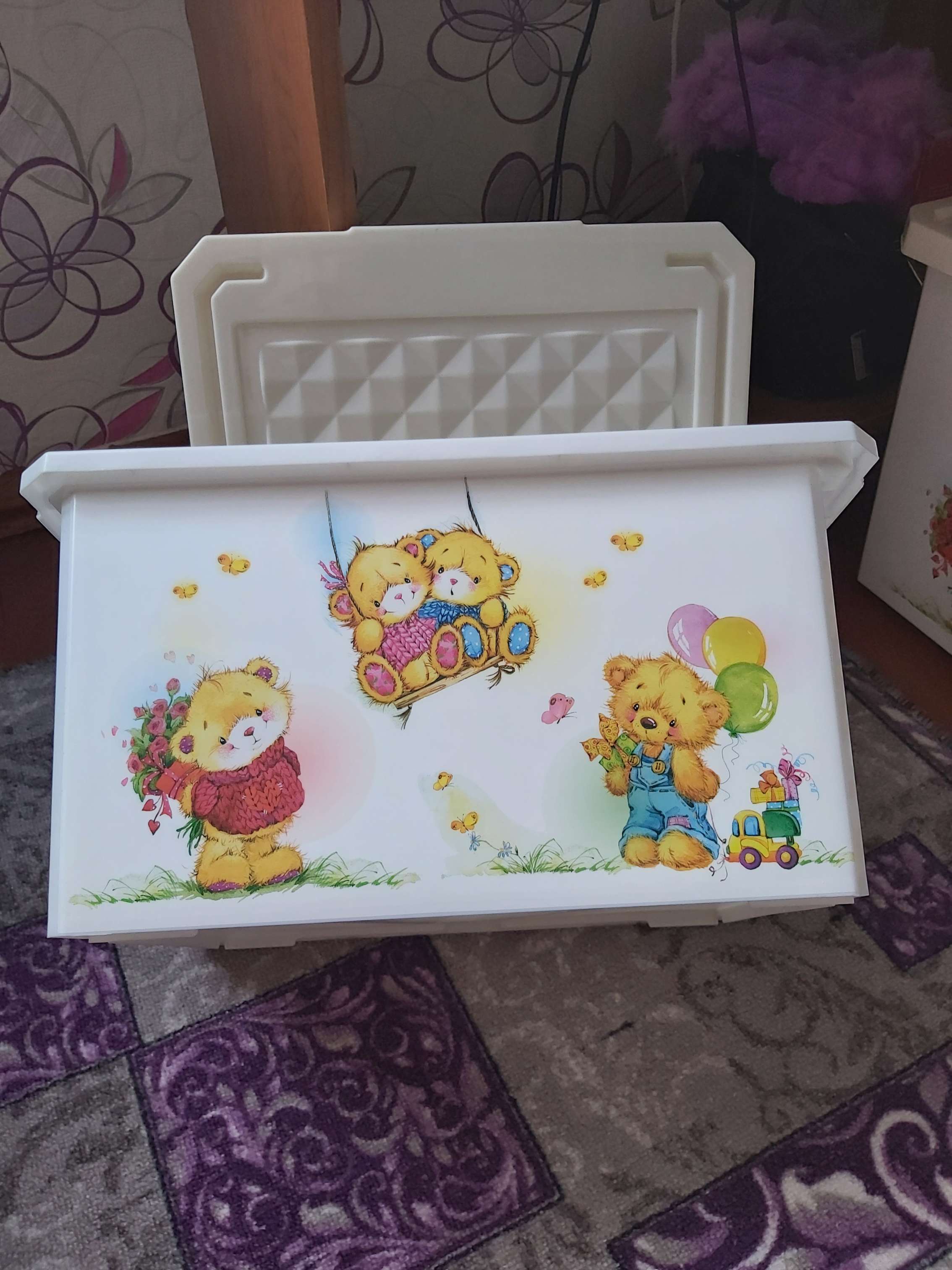 Фотография покупателя товара Ящик для игрушек Little Angel X-BOX Bears с крышкой, 17 л, цвет МИКС - Фото 1