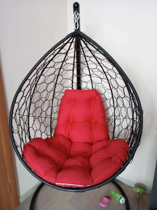 Фотография покупателя товара Подвесное кресло КОКОН «Капля» красная подушка, стойка, черное - Фото 2