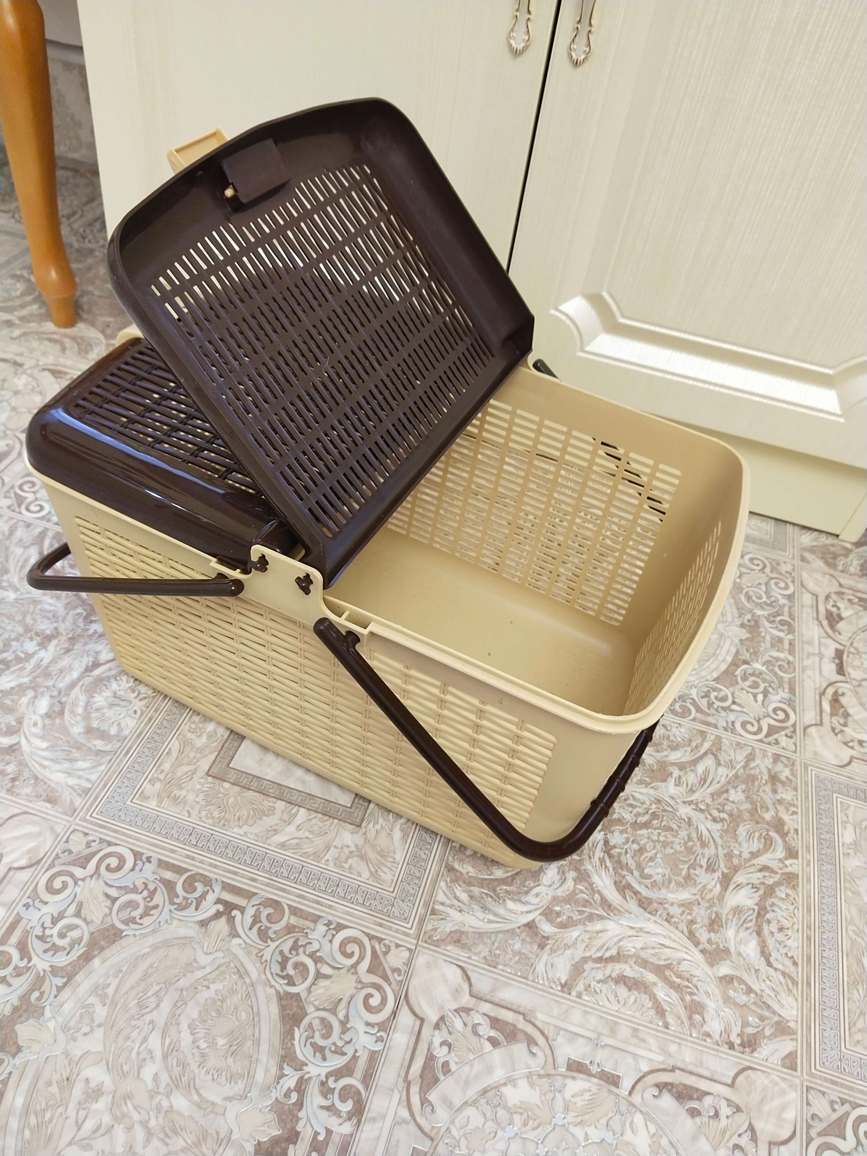 Фотография покупателя товара Корзина для пикника, 45×30×24 см, цвет светло-коричневый - Фото 3