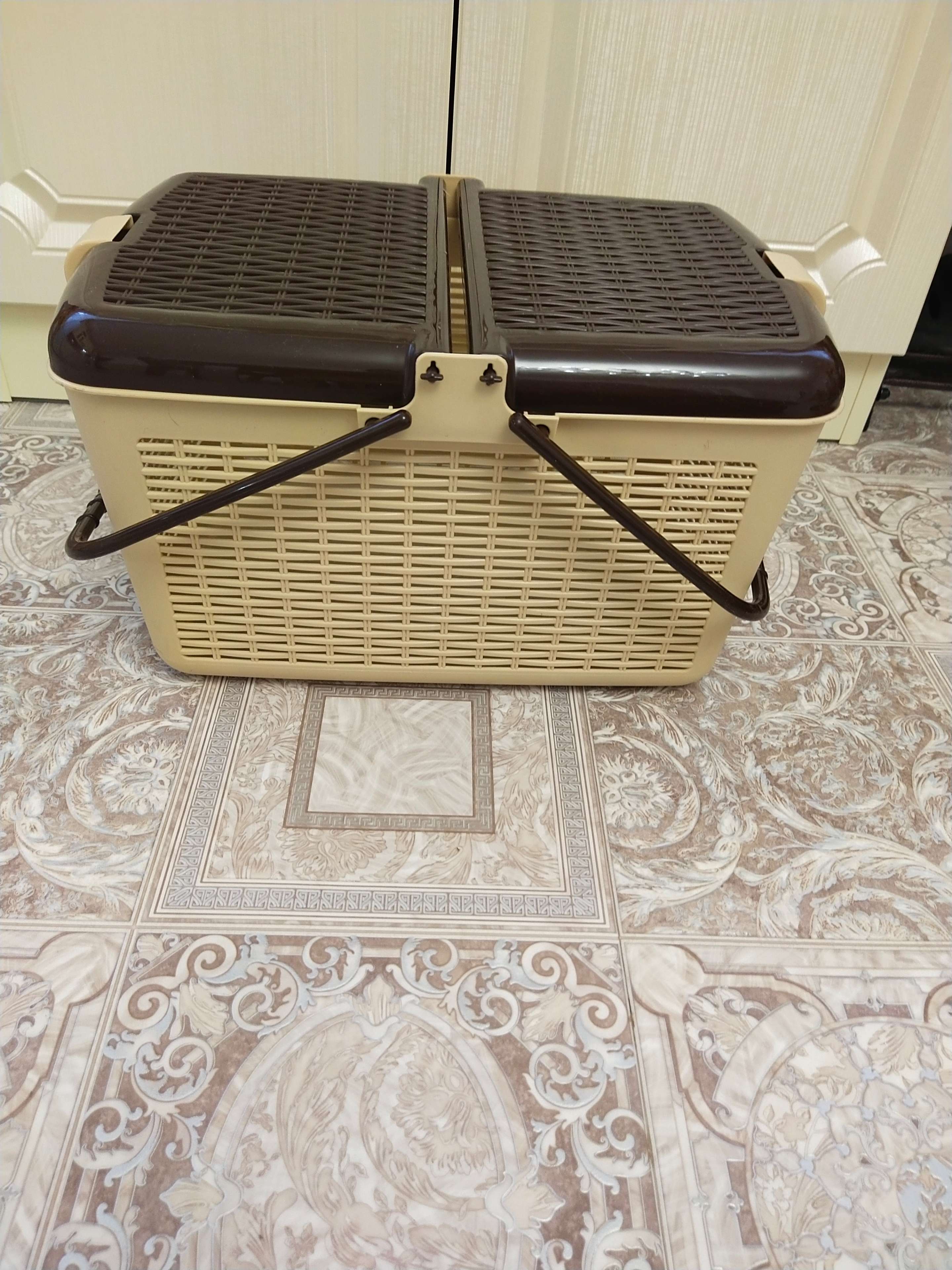 Фотография покупателя товара Корзина для пикника, 45×30×24 см, цвет светло-коричневый - Фото 4