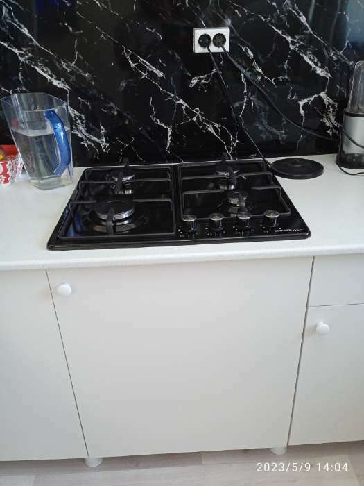 Фотография покупателя товара Варочная поверхность HOMSair HGE643BK, газовая, 4 конфорки, чёрная - Фото 2