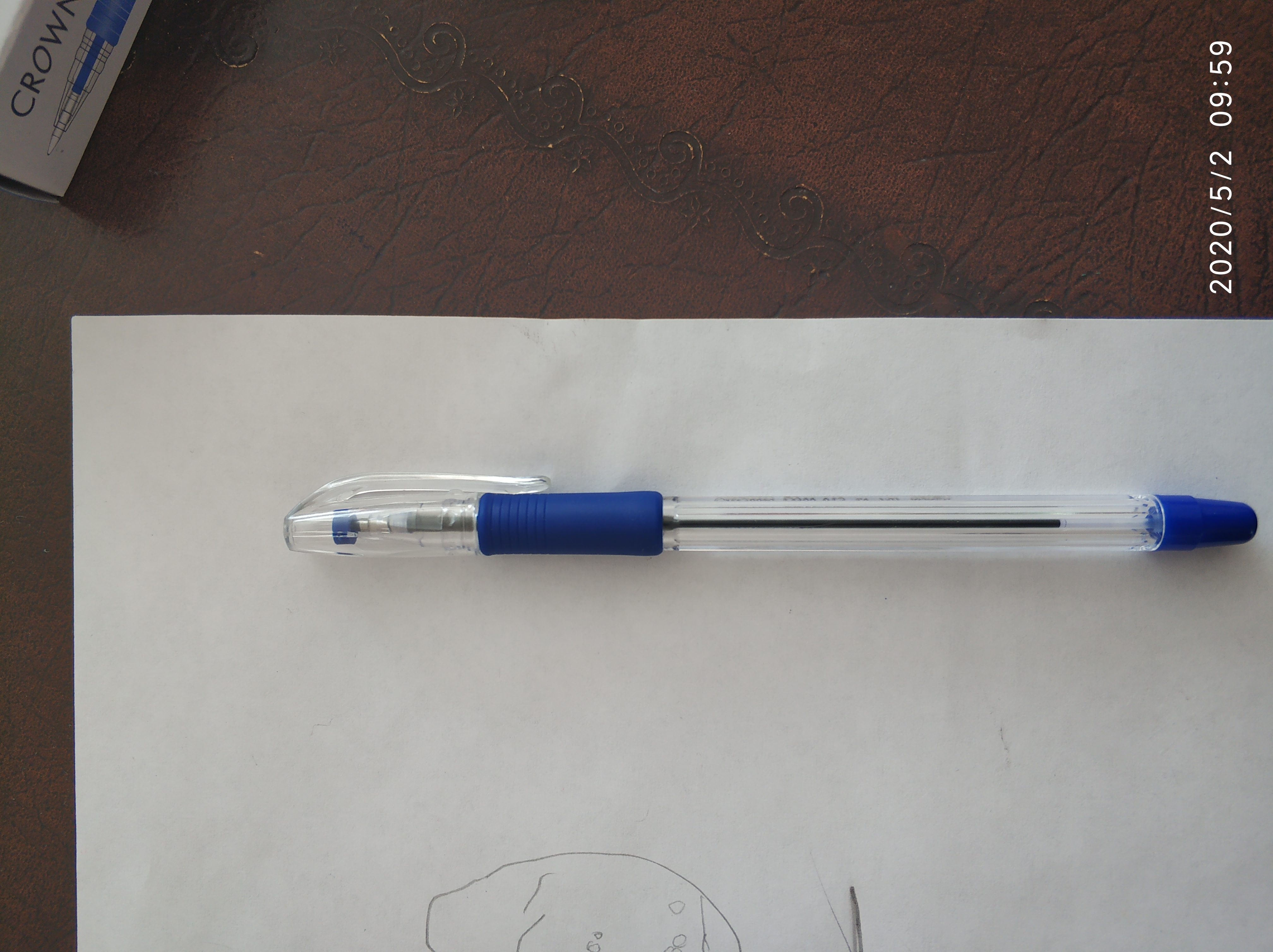 Фотография покупателя товара Ручка шариковая Crown "Low Vis" 0,7 мм, грип, синий стержень - Фото 2