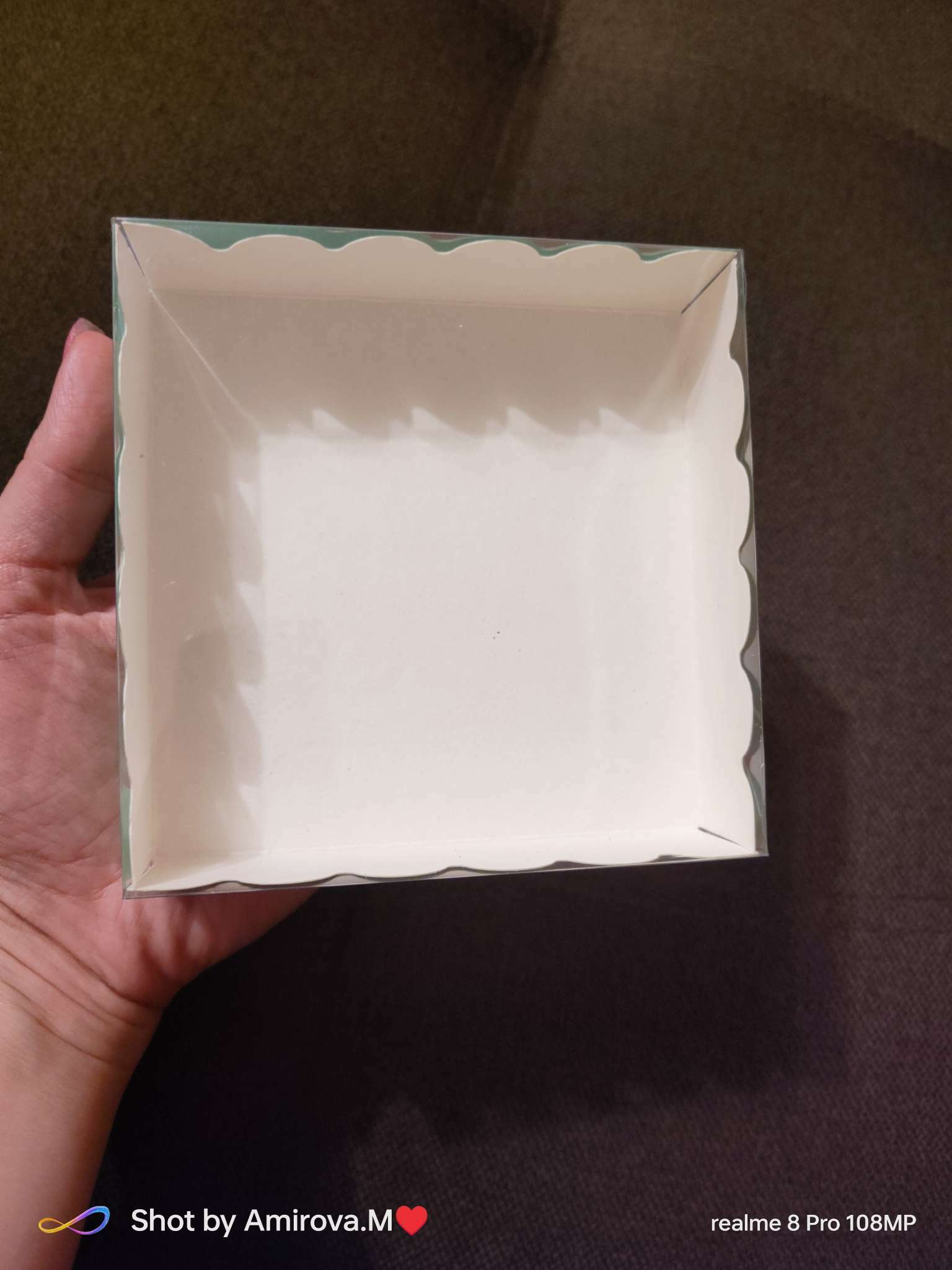 Фотография покупателя товара Коробочка для печенья с PVC крышкой, крафт, 12 х 12 х 3 см - Фото 9