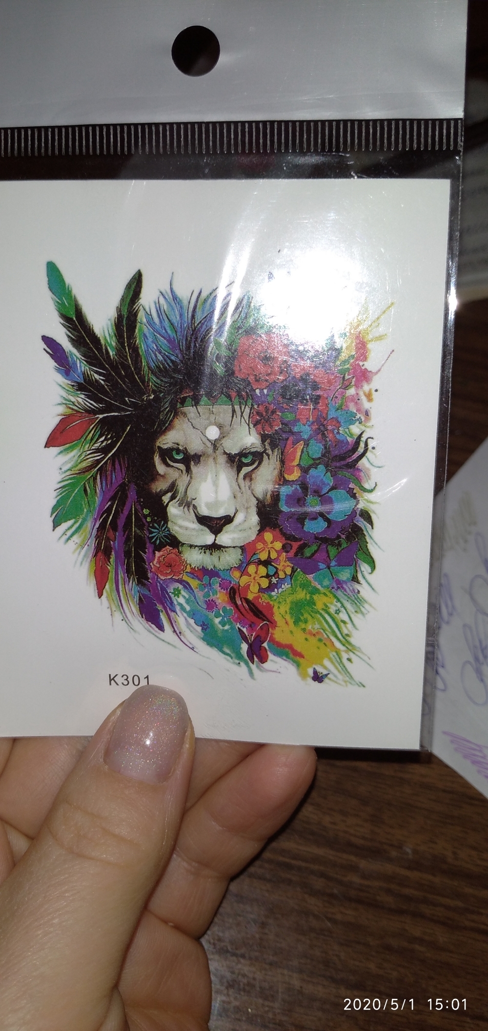 Фотография покупателя товара Татуировка на тело цветная "Лев в цветах" 10х8 см