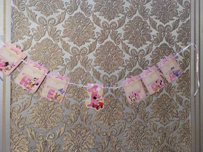 Фотография покупателя товара Гирлянда на ленте "Мне 1 год", с 6 карточками для фото, Минни Маус